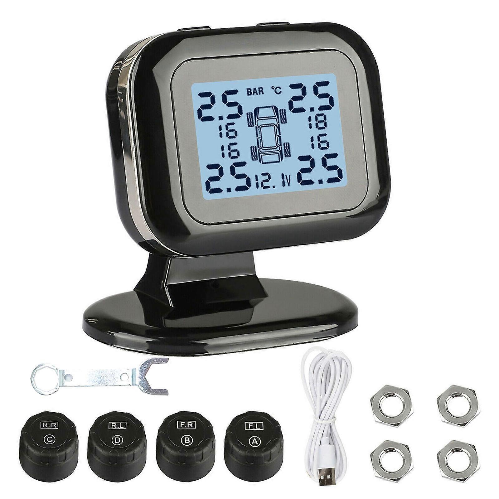 Wireless Car Tire Pressure Monitoring Warning System Digital TMPS LCD Display Auto Security Alarm Tire Pressure Sensor