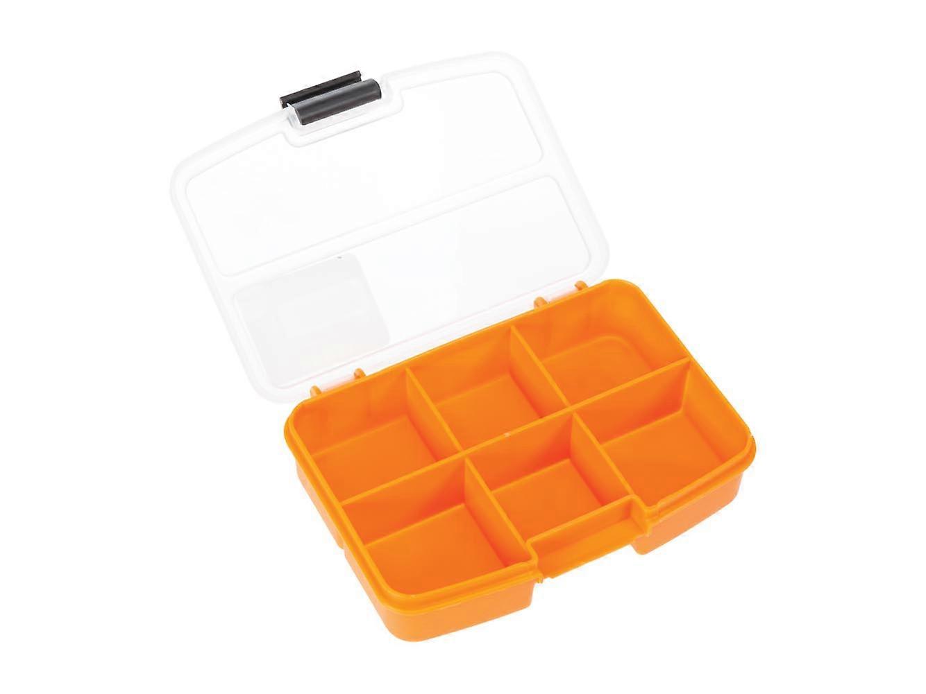 Caja de surtido Perel, 6 compartimentos fijos, tapa transparente, apilable,