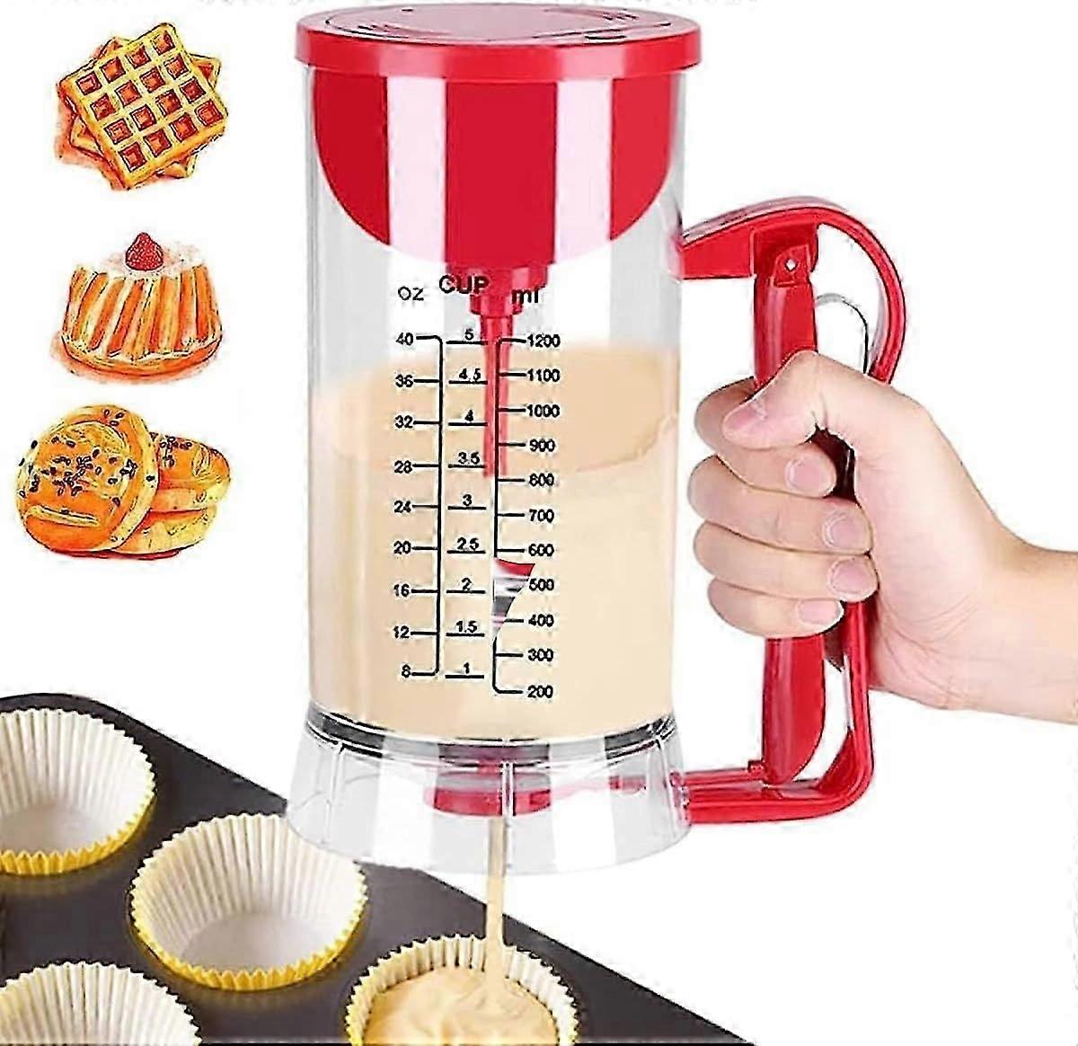 1200mL Pancake Batter Dispenser with Graduated Line, Electric Mixer Batter Dispenser, Batter Separator for Pancakes, Cupcake, Waffle, Muffin