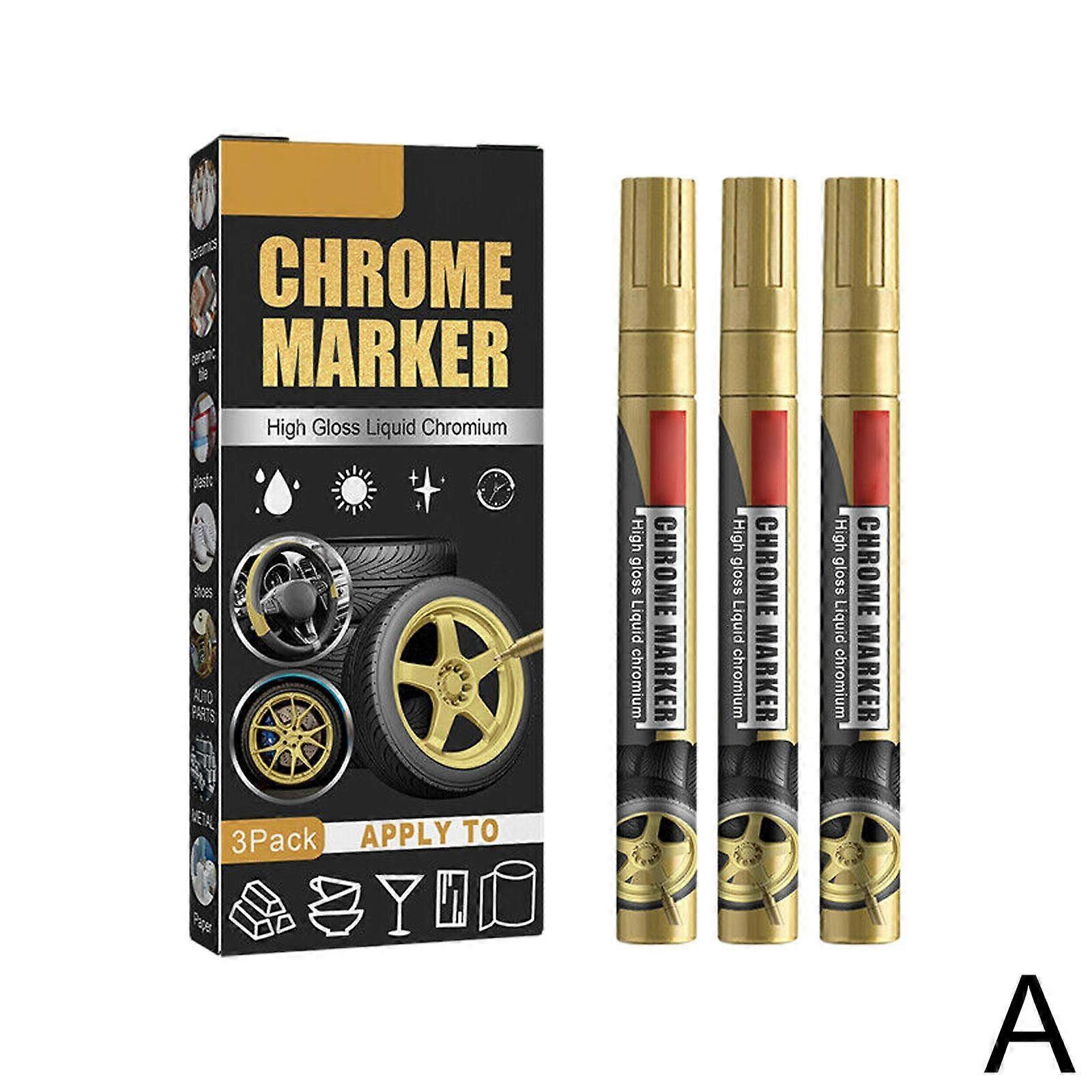 Chrome Liquid Mirror Marker Set, 3pcs DIY Car Paint Pen for Metal Repair and Decoration