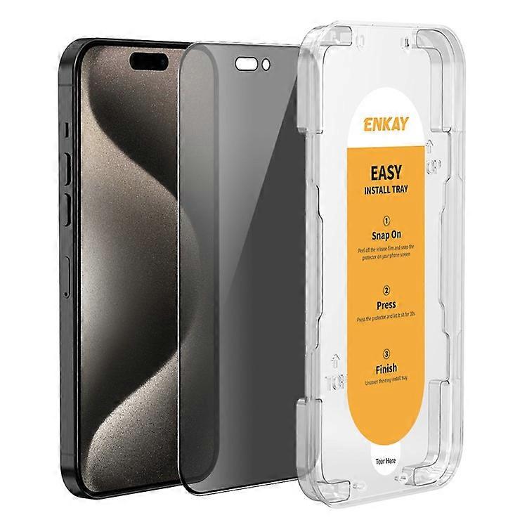 iPhone 15 Proプライバシースクリーンプロテクター高アルミニウムシリコンガラスシルク印刷フィルムに対応したENKAY HAT PRINCE