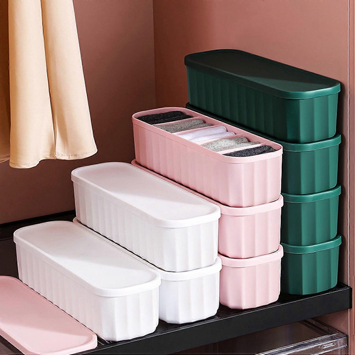 Storage Box Stackable Large Capacity Pp Divided 5 Cells Underwear Organizer Home Supplies