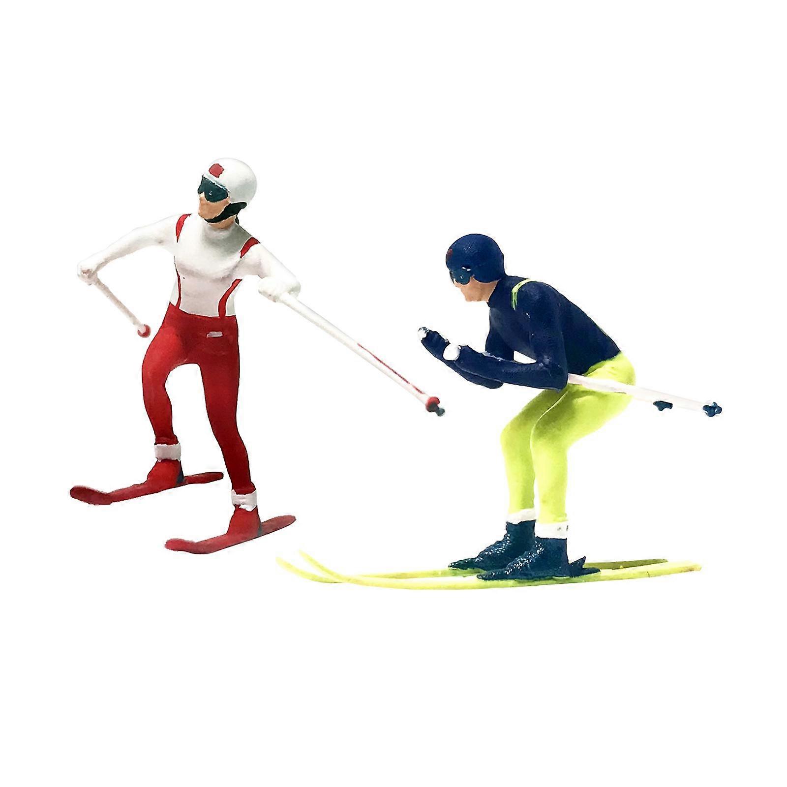 2pcs 1:64 Scale Skiing People Figure Diorama for Accessory