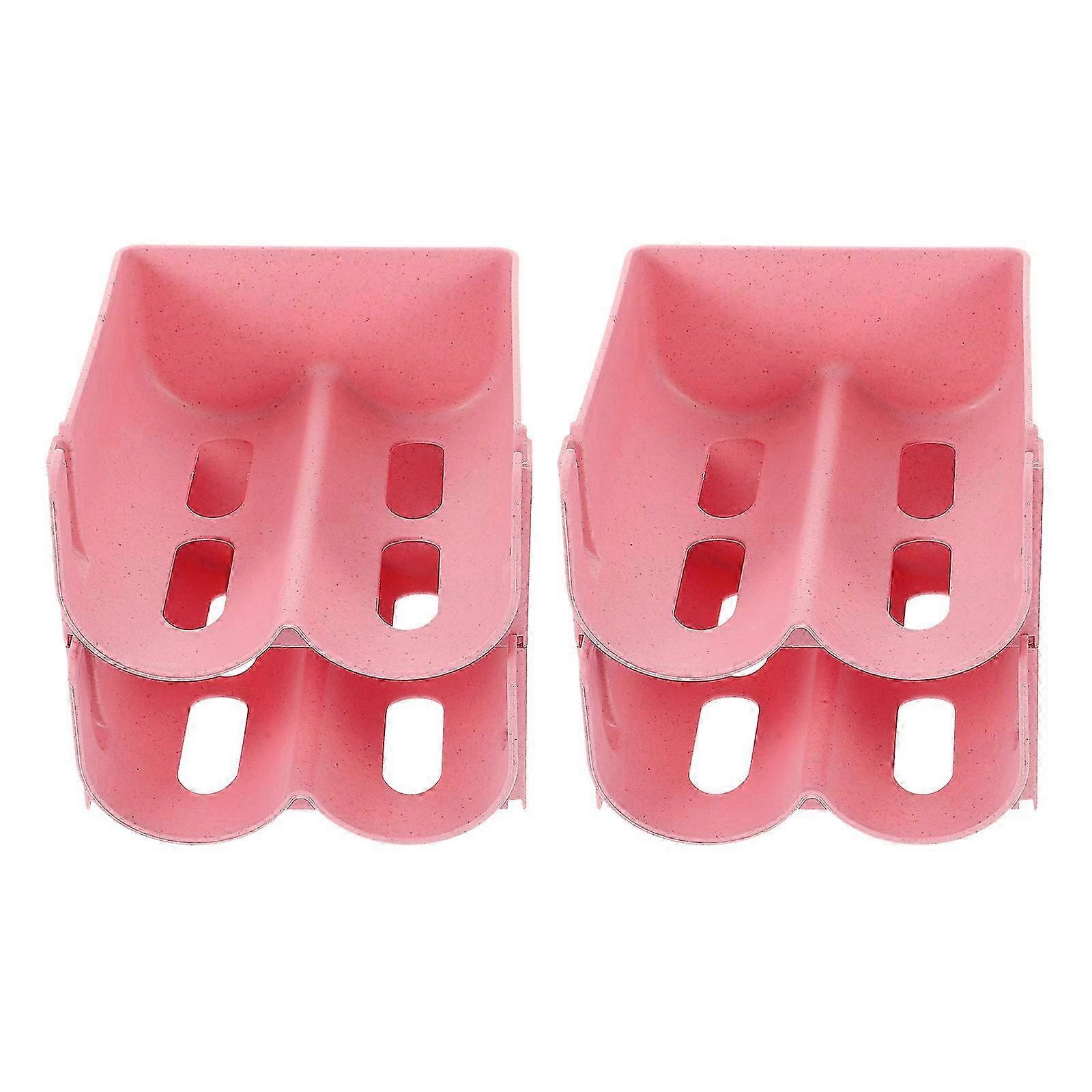 4pcs Stackable Can Rack Organizer for Champagne & Cola - Pink (16x14.5x7.5cm)