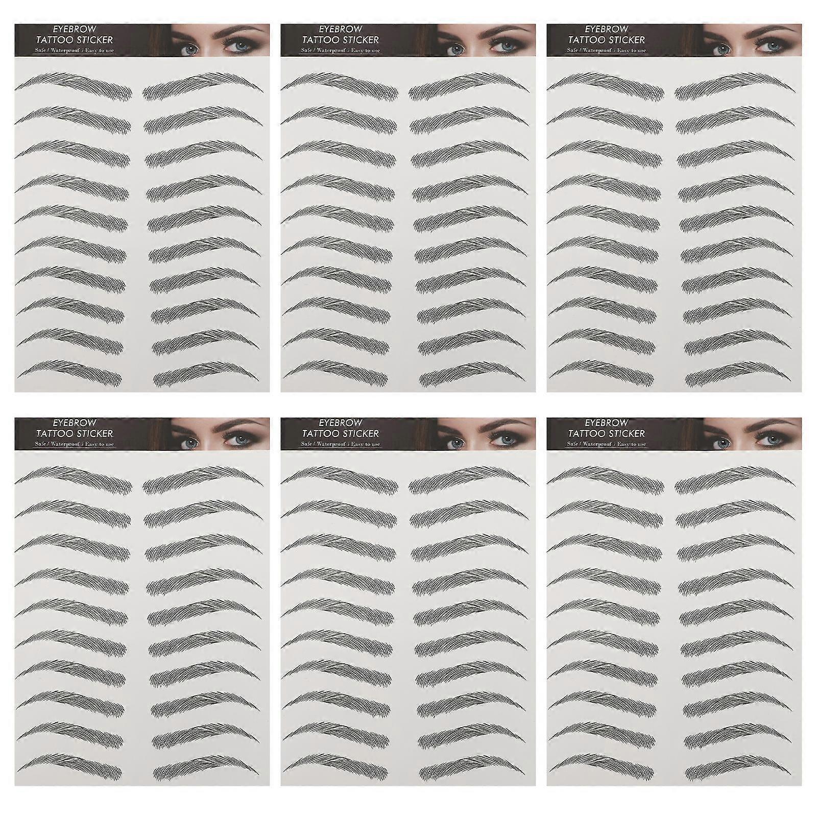 6 Sheets 3D Eyebrows Stickers False Eyebrows Temporary