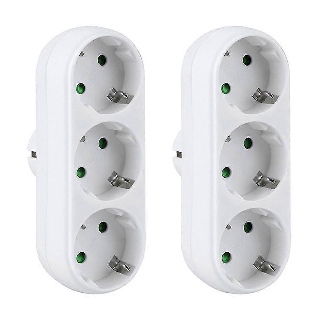 Pack of 2 3-way socket adapters, 3-way multiple plug multiple socket distributor sockets 16A/250V 2025