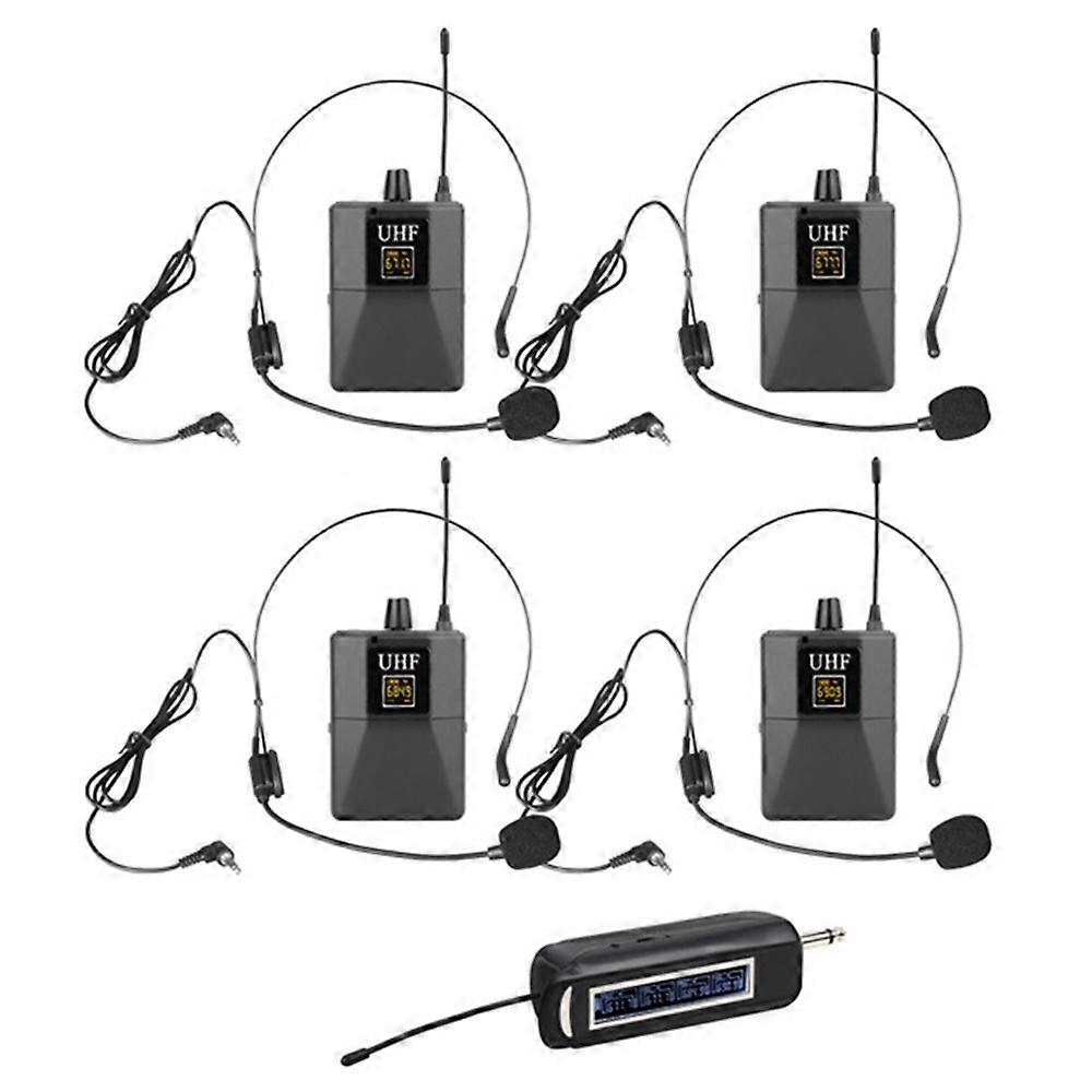 PRO-15C UHF Lavalier Wireless Microphone Headset 1 to 4 Potable Condenser Mic with Receiver