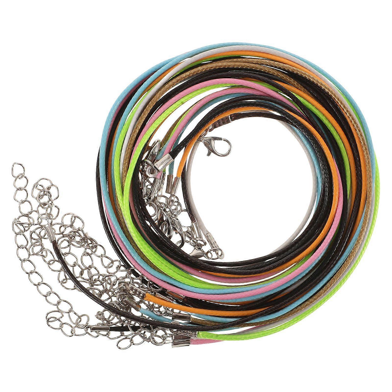 10 قطع 60 سنتيمتر قلادة الأزواج الرجال النساء 1.5 ملليمتر صنع المجوهرات الديكور صياغة حبل الحبل القطني المشمع مع المشبك (لون متنوع)