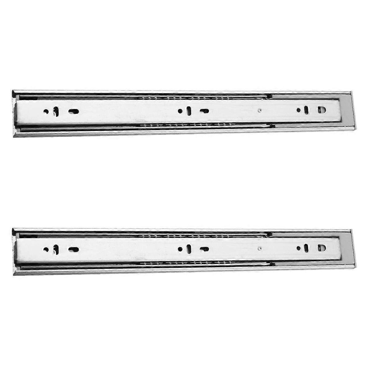 Cabinet Rails Track Self Lock Mute Sliding Double Springs Silver 16 Inches Furniture Repair 2Pcs