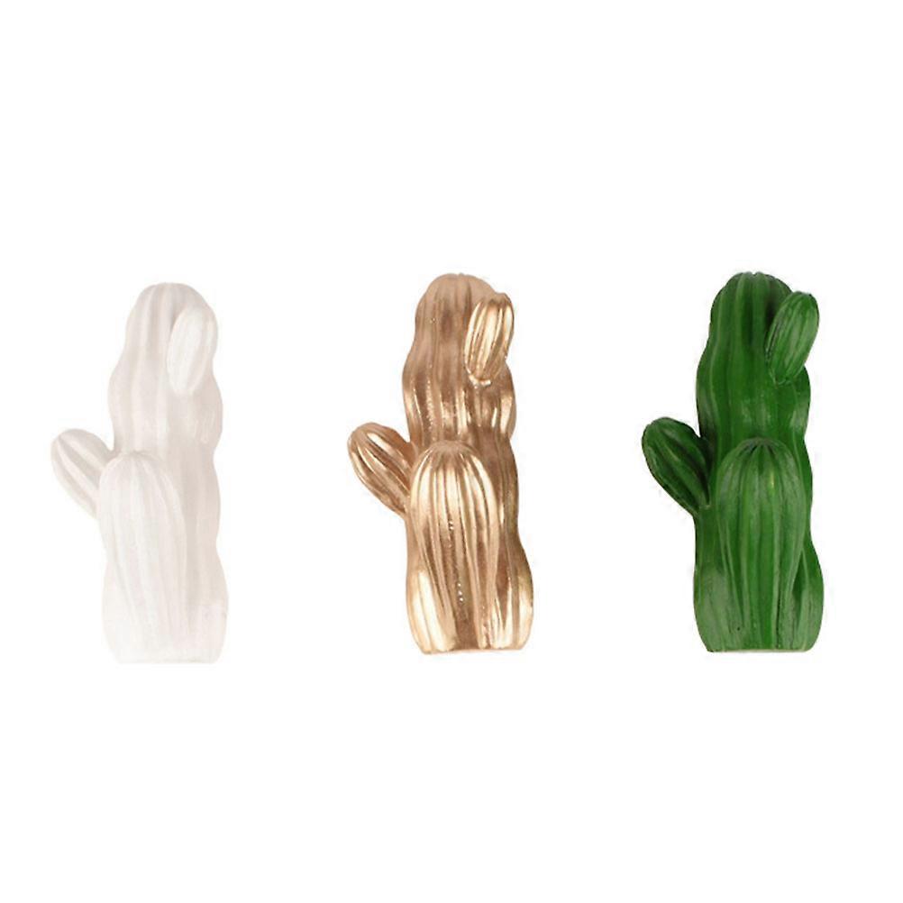 Key Hooks Resin Cactus Shaped Adhesive Back Hangers for Home Kitchen Office 3Pcs
