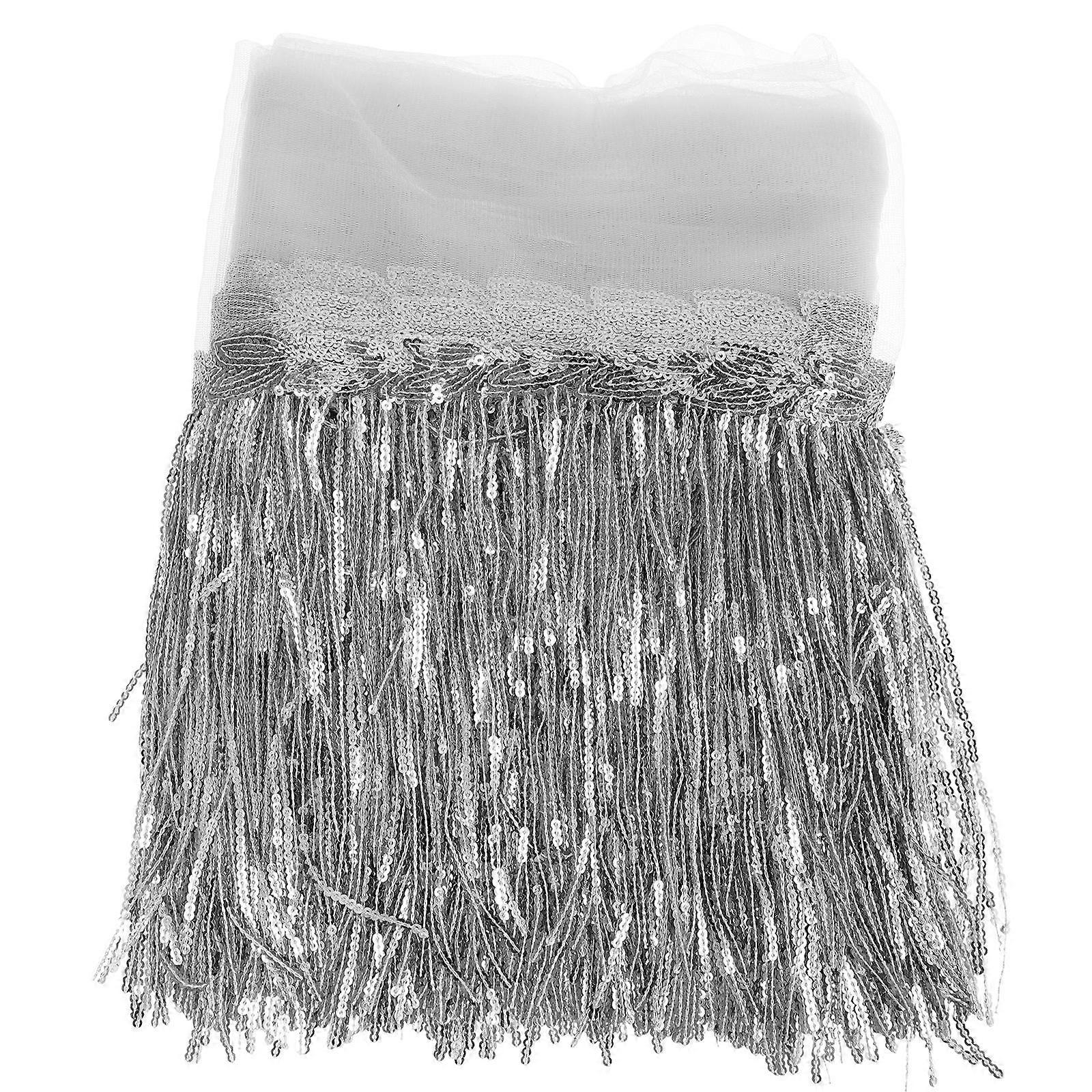 Danse Taille Accessoires Taille Délicate Écharpe Scène Performance Jupe Argent Frangé Décoratif 1Set