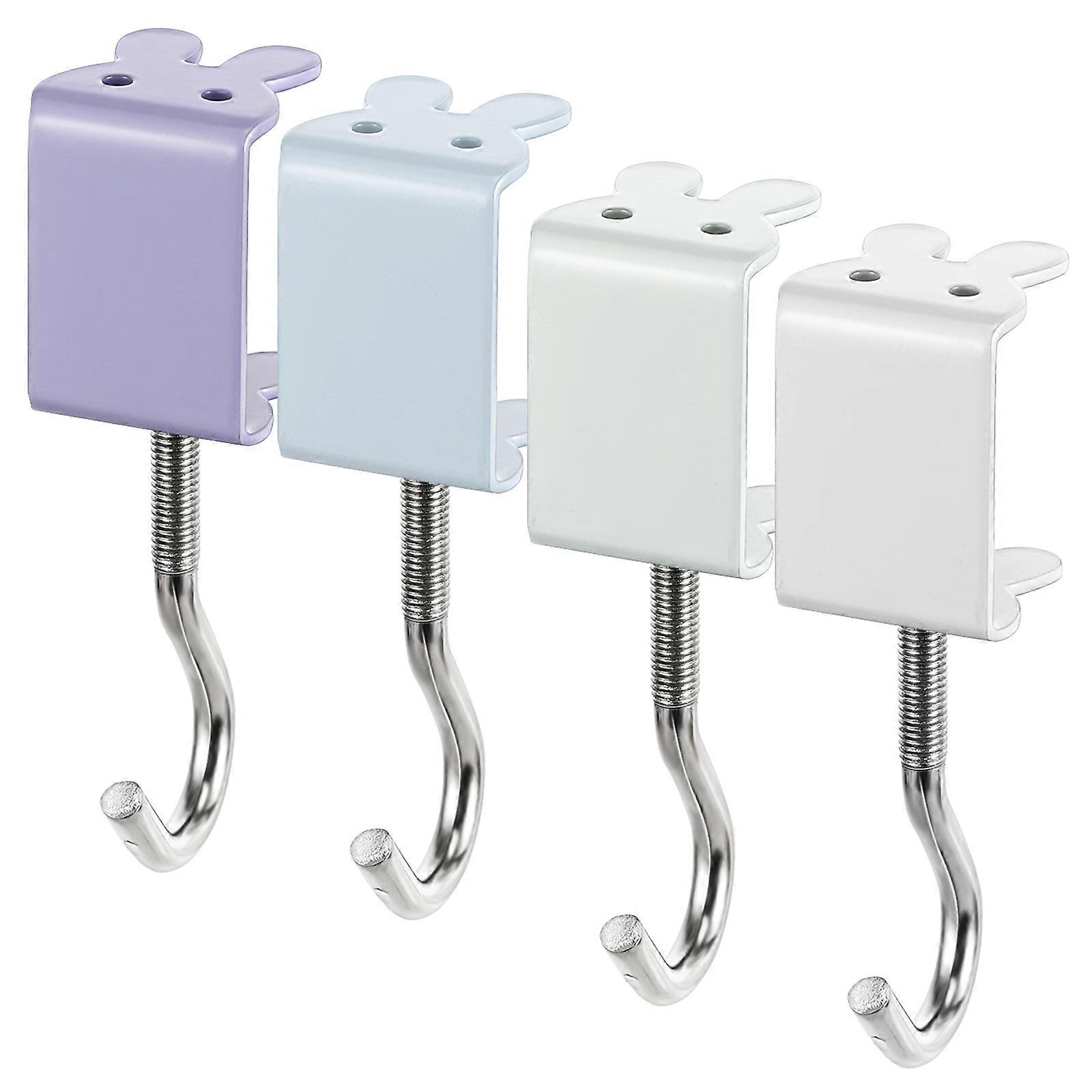 4PCS Metal Desk Purse Hanger Hooks with Table Clamp Space Saving Bag Holders for Office, Classroom, and Home Use Easy Installation, Versatile