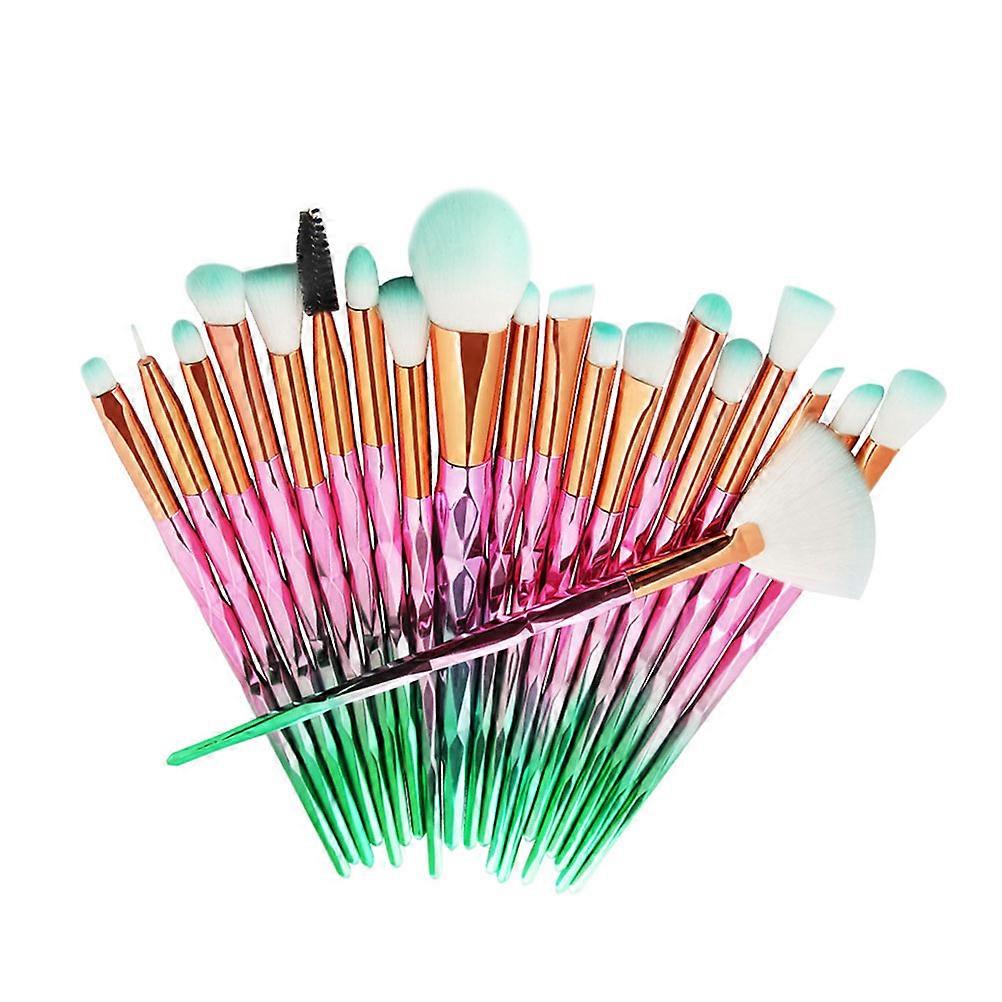 Professional Makeup Tools Set Mascara Brush Gradient Pink Green Transparent Handle 20Pcs