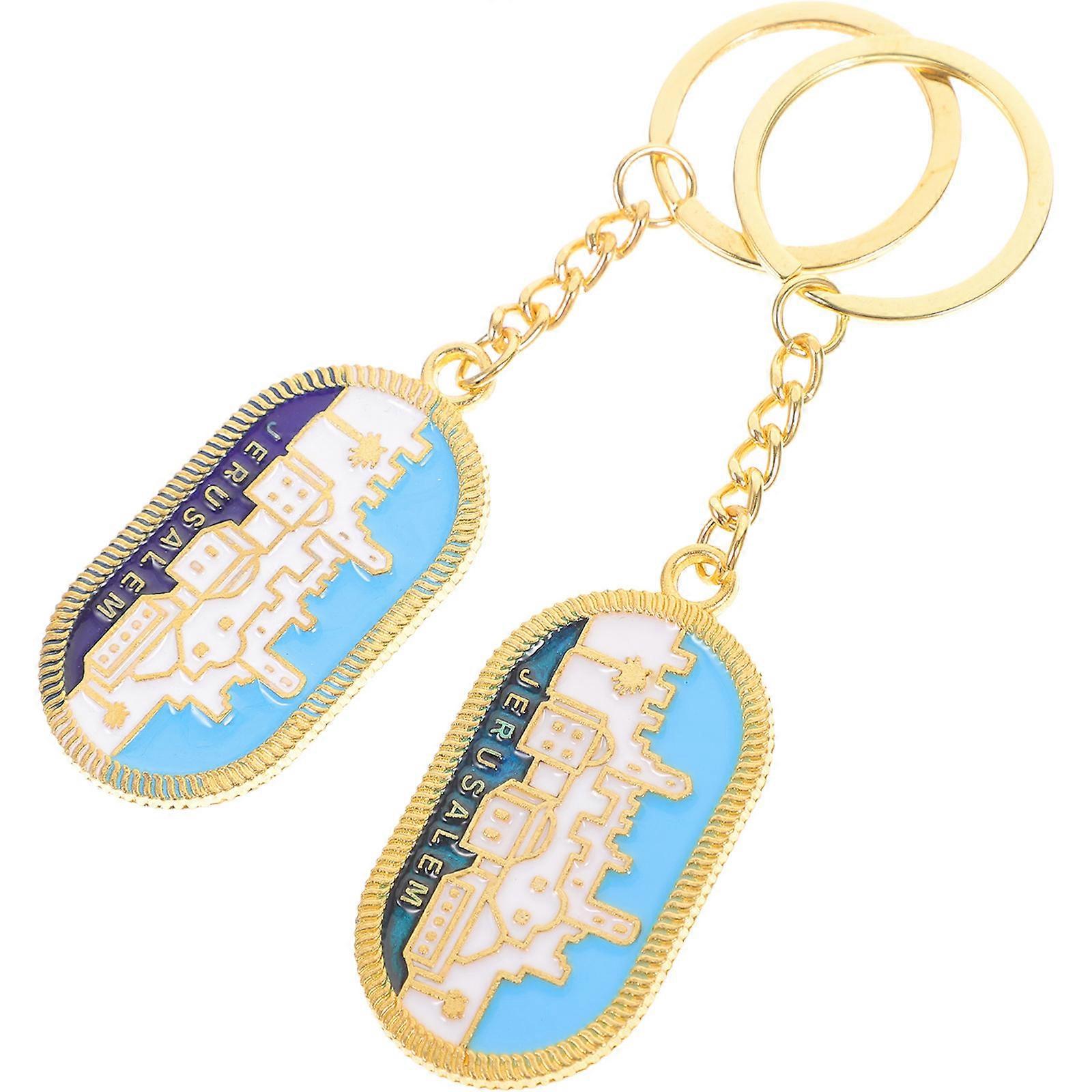 Bag Pendant Metal Key Chain Key Ring Pendant Handbag Accessory Multi .90X2.80X0.20CM Smooth Surface No Burr 2Pcs