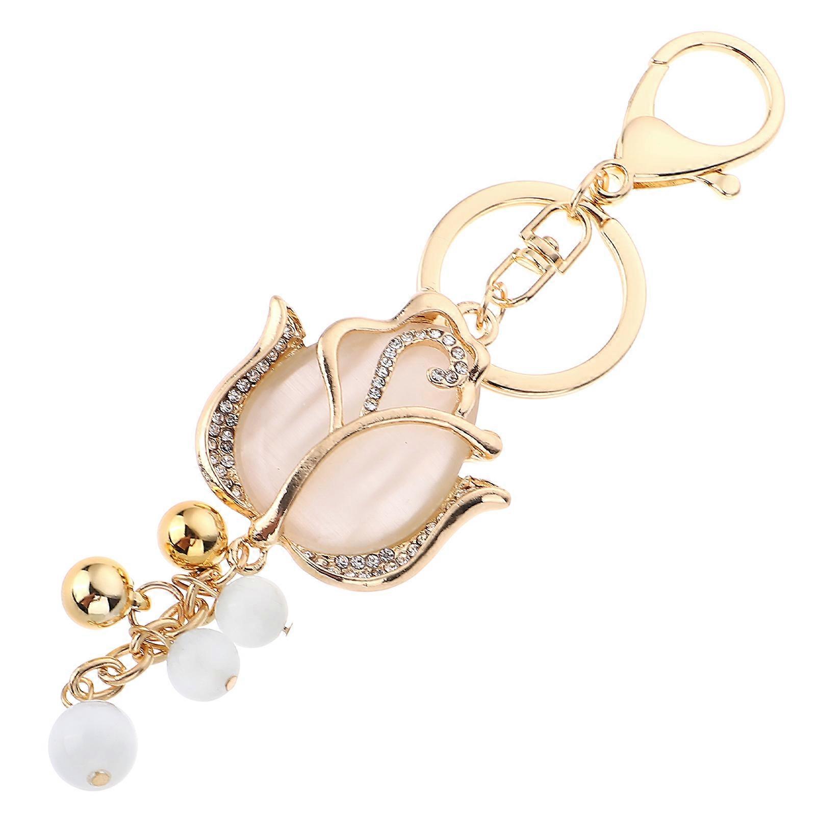 Lovely Keychain Pendant Three-Dimensional Design Beige Color 15.8X4.5cm Bag Pendant Decoration 1Pack