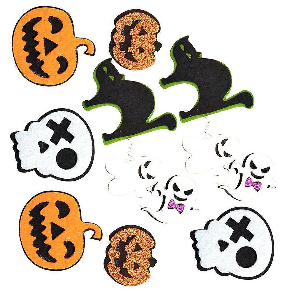 Halloween Crafts For Kids Diy Felt Cloth Nonwoven Fabric Handmade Costume Accessories Assorted Color Skull Cat Ghost 12Pcs