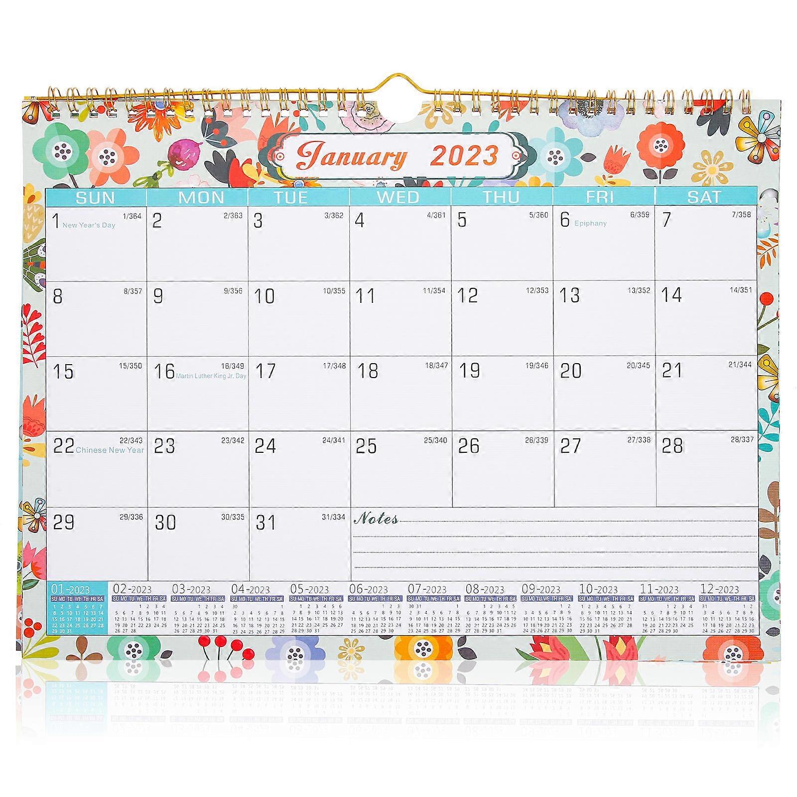 English Printing Calendar Rectangular Shape Premium Paper Home Use Note-taking 1Set