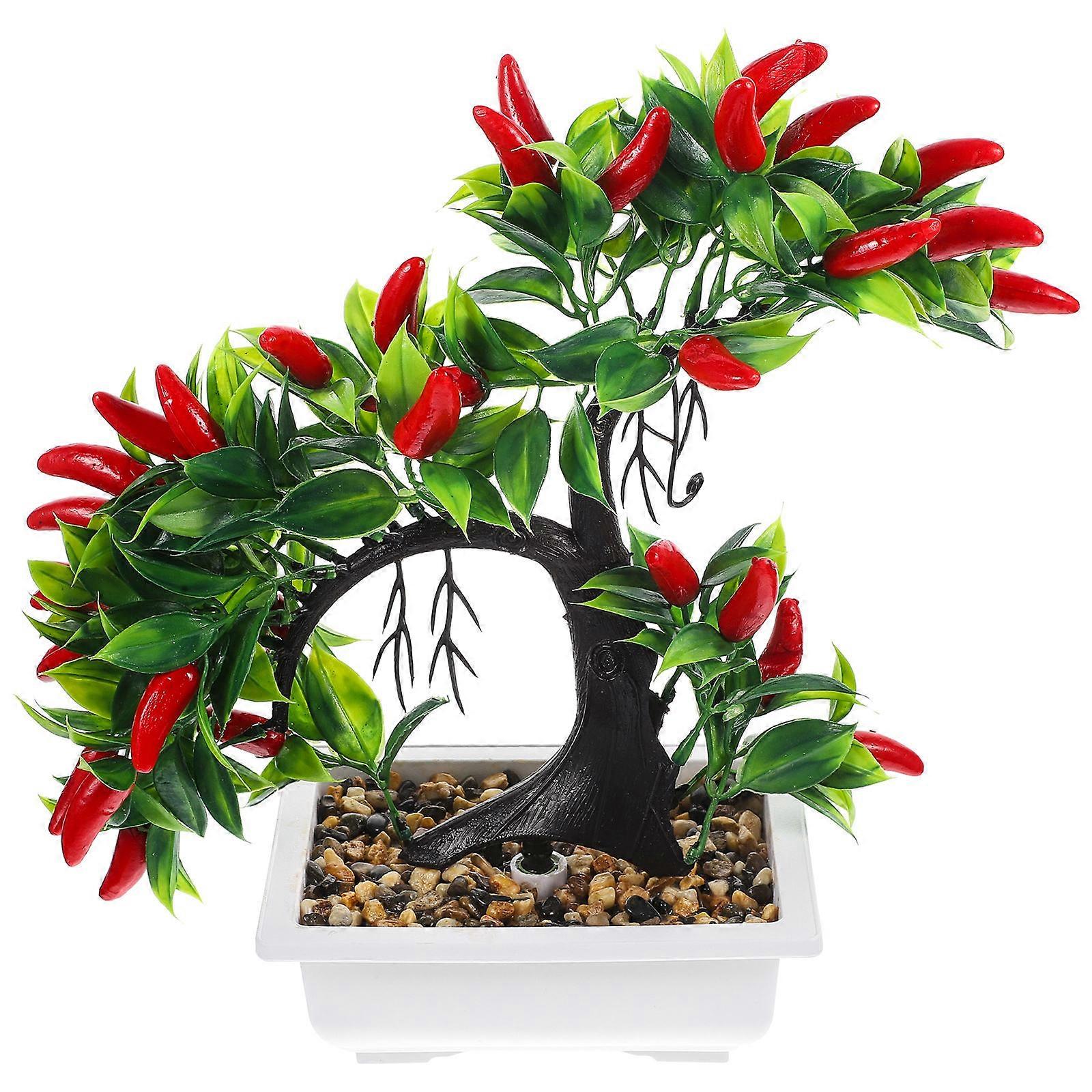 Plantă de ardei fals Plante artificiale de ardei iute în ghiveci Decorațiuni pentru casă Multi 30X32CM Decorațiuni 1 pereche