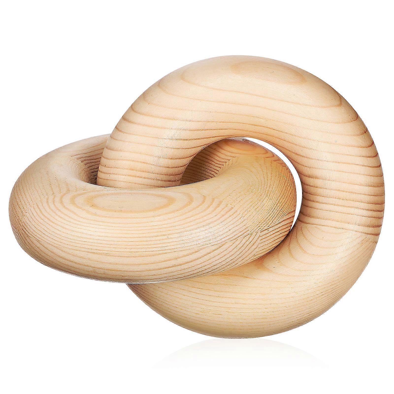 Farmhouse Rustic Pine Wood Chain Ornament with Interlocking Rings – Wall Hanging, Shelf & Table Decor for Unique Home Style