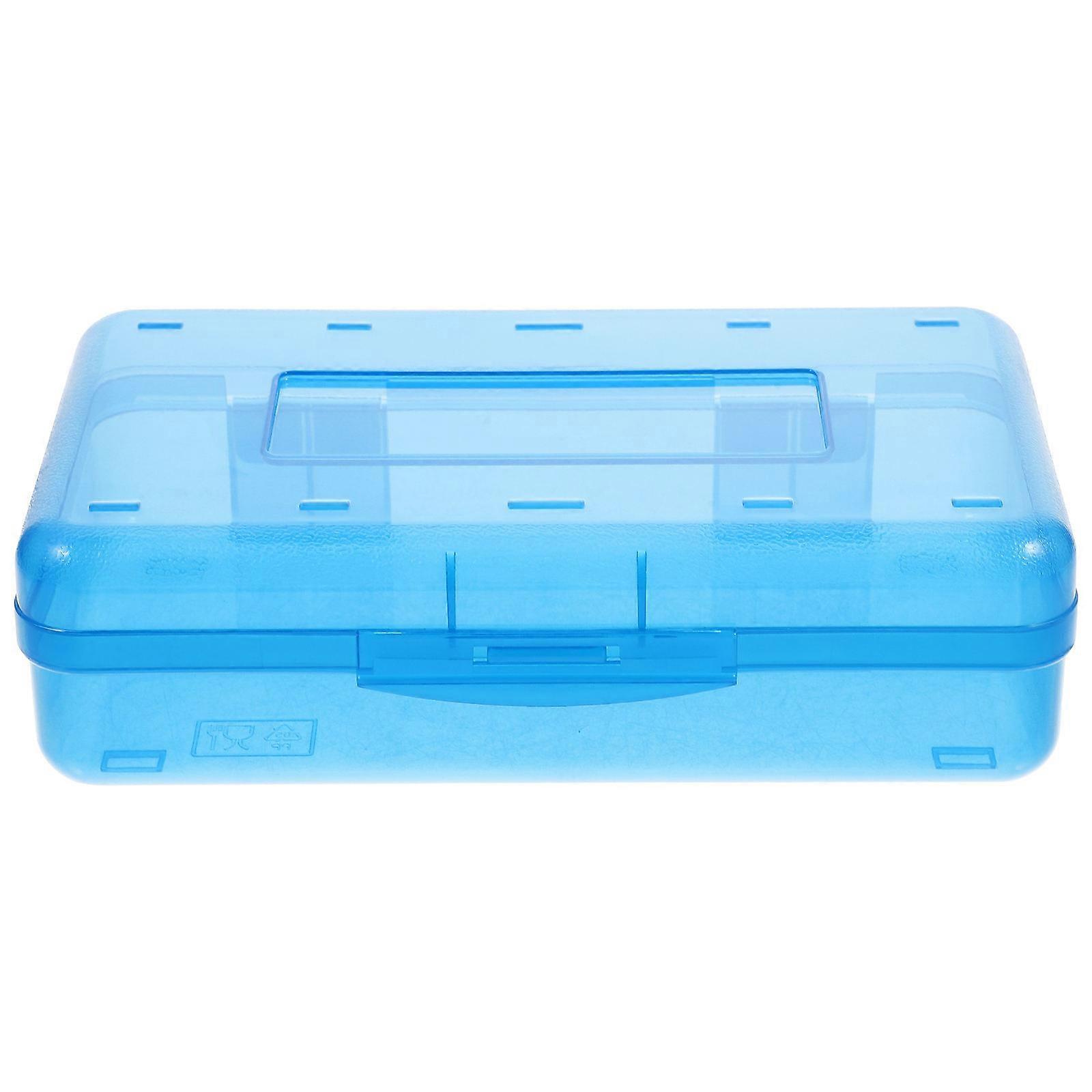 Pencil Case Plastic Organizer For School Use Rectangular Shape Blue 20.50X12.50X6.00CM Storage 1Pcs