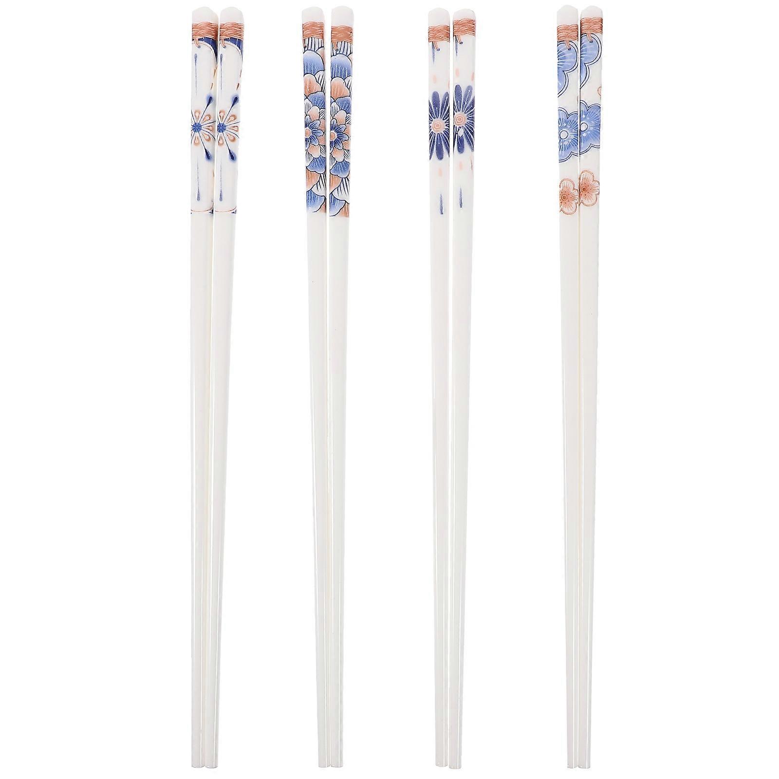 4 Pairs Japanese Ceramic Chopsticks Set – Reusable, Dishwasher Safe, Slip Resistant, Mixed Styles for Home, Restaurant & Travel Use