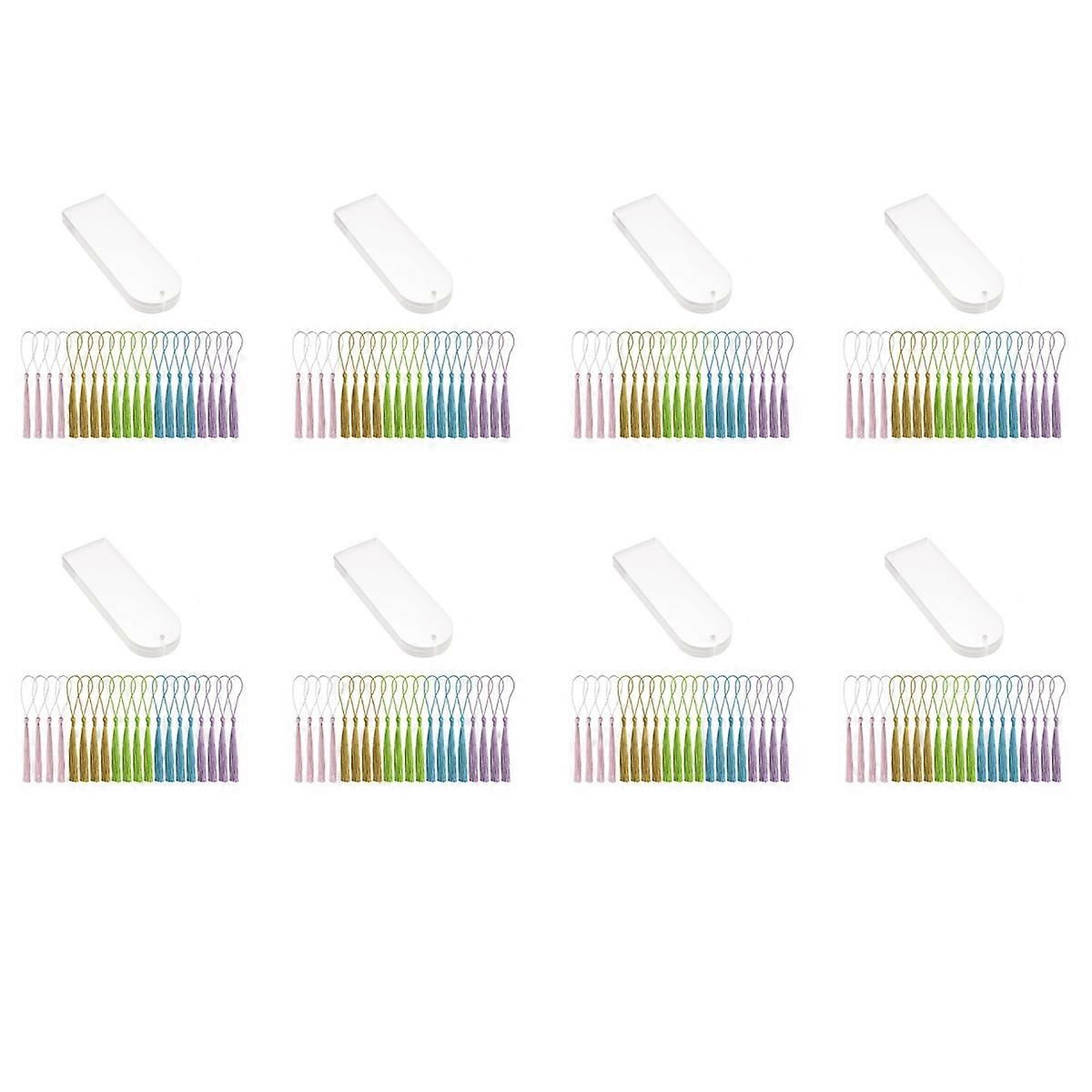 20Pcs Rectangle Transparent Acrylic Book Markers with 20Pcs Tassels