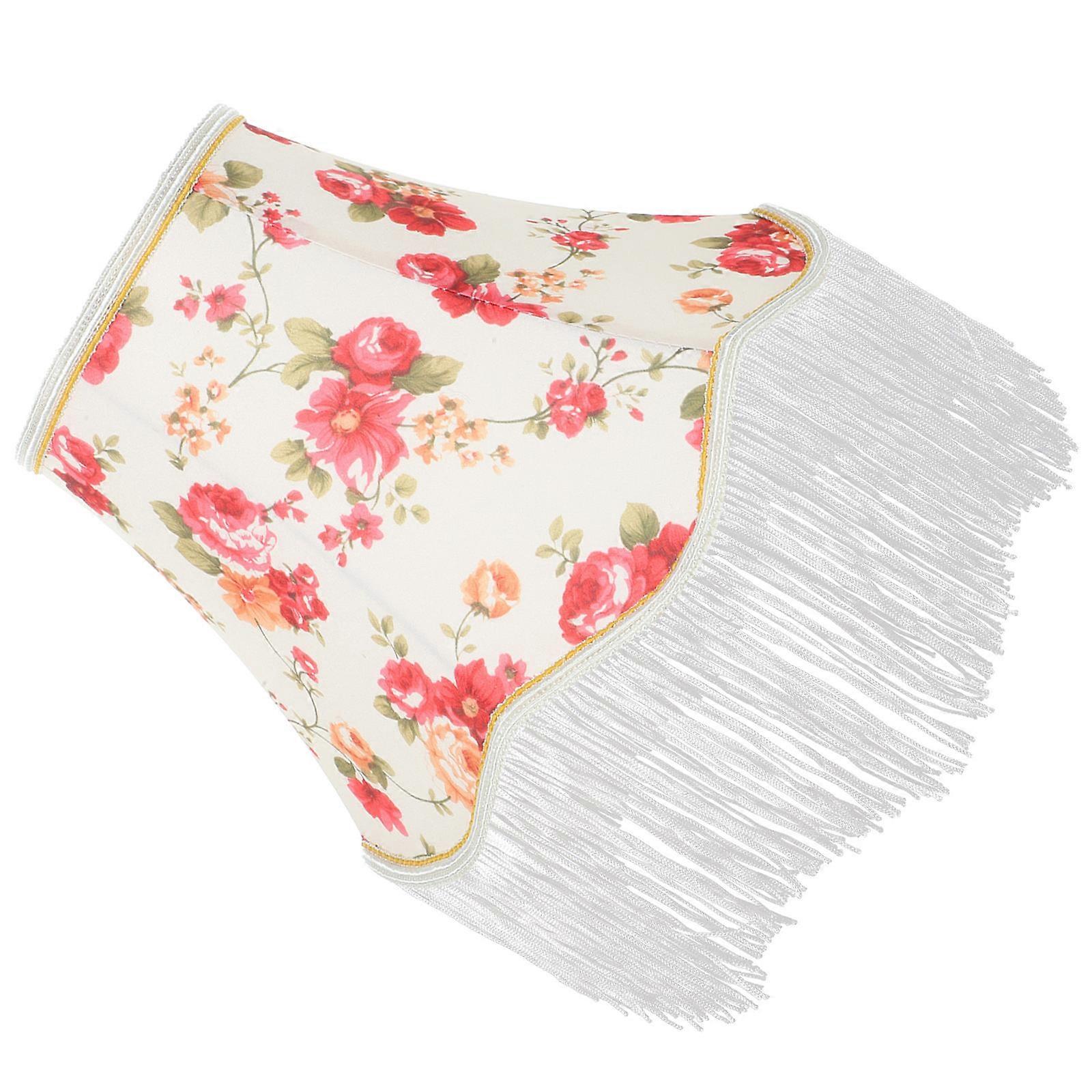 Red Lampshade Fabric Table Lamp Cover Vintage Elegant Fringe Design 25x25x19 Cm Dust Protection 1Pcs