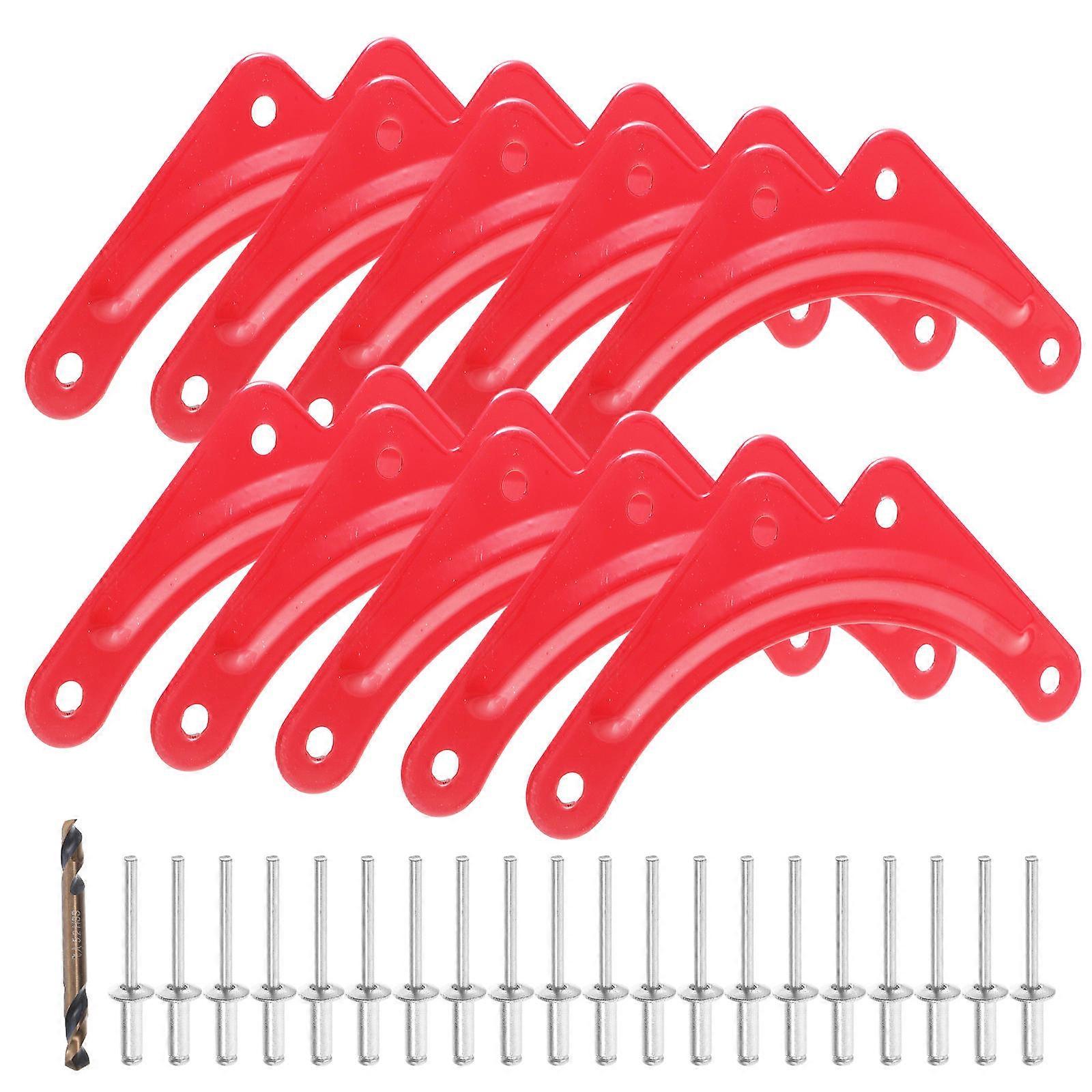10pcs Step Ladder Reinforcement Fixing Sheets With 40 Rivets And 1 Drill Bit Universal Attachment Sturdy Triangular Fasteners Fixed Angle Corner