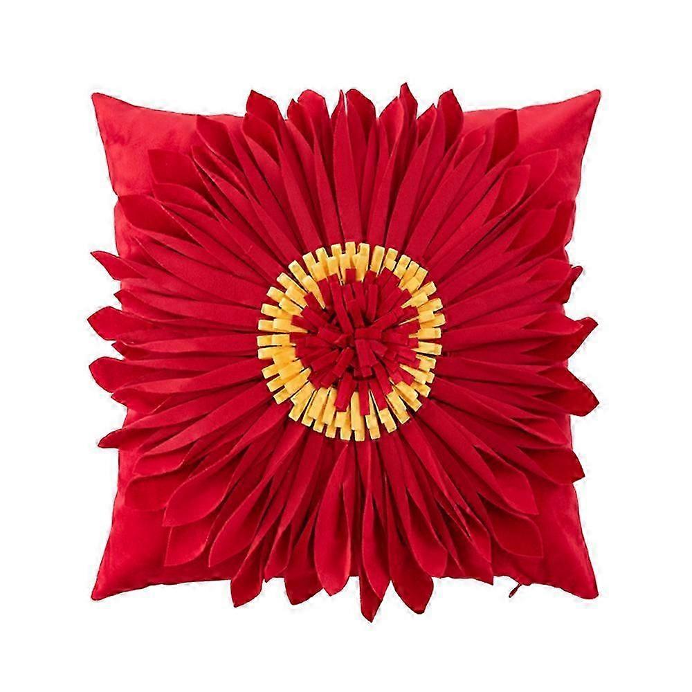 Decorative Pillowcase, Square Shape Sunflower Pattern Handmade Dahlia Flower Throw Pillow - Velvet Texture For A Cozy Living Room Or Bedroom