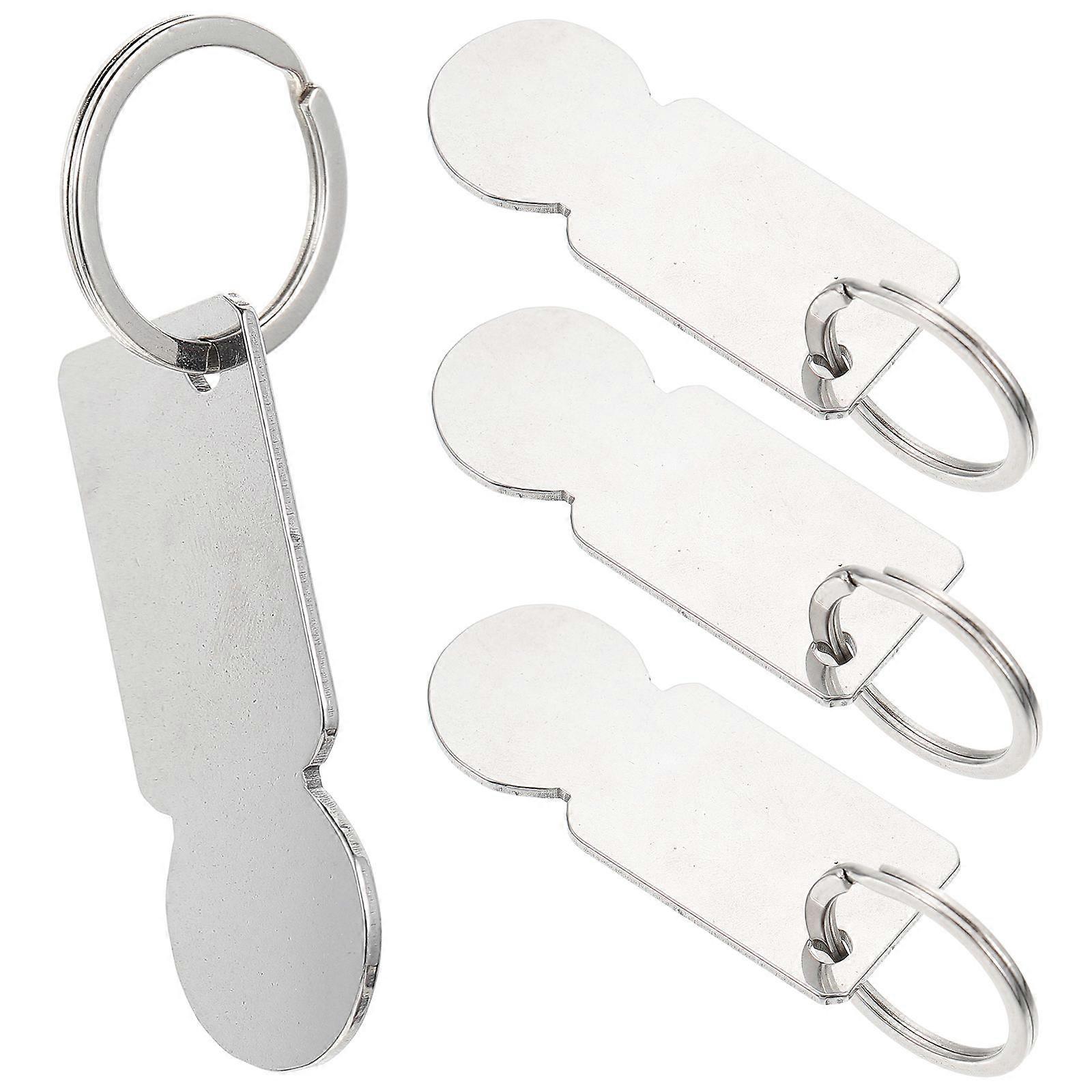 Token Key Chain Trolley Tokens Keyring Small Trolley Tokens Daily Use Silver 8X2.6X2.3CM