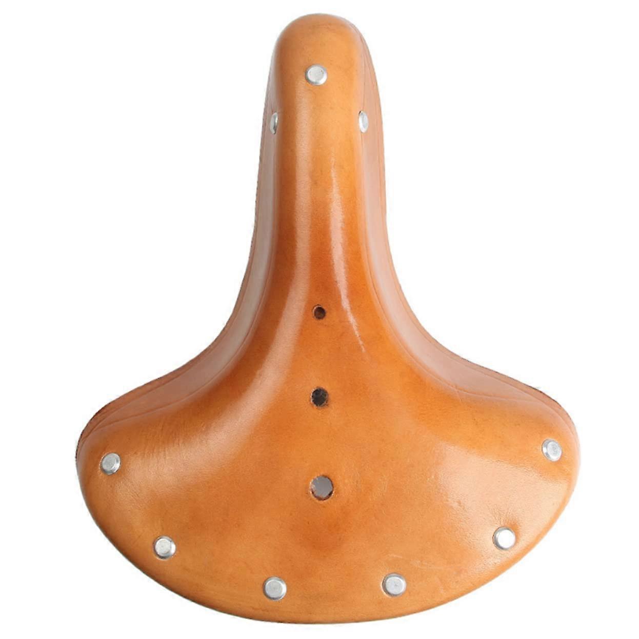 Retro Bicycle Saddle Cowhide Leather Seat with Comfortable Padding for Mountain and Road Bikes, Shock Absorbing Design