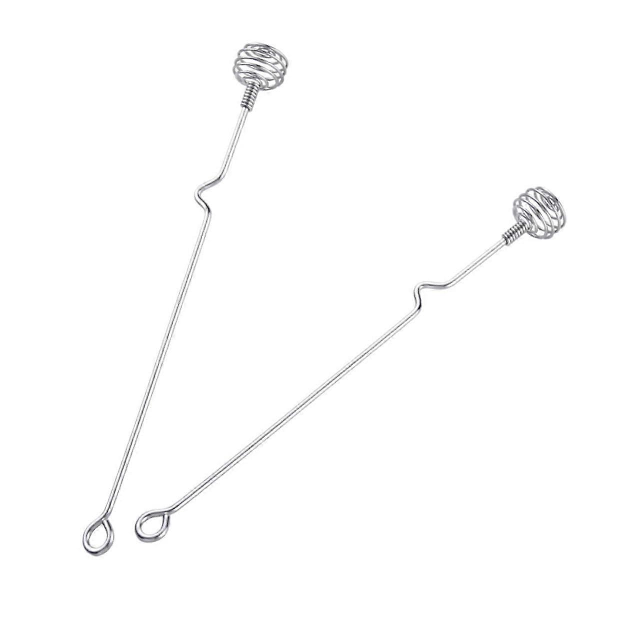 Stainless Steel Mixing Spoons Set of 2 Long Coffee Stirrers Reusable Stirring Spoons for Honey and Egg Whisking Silver