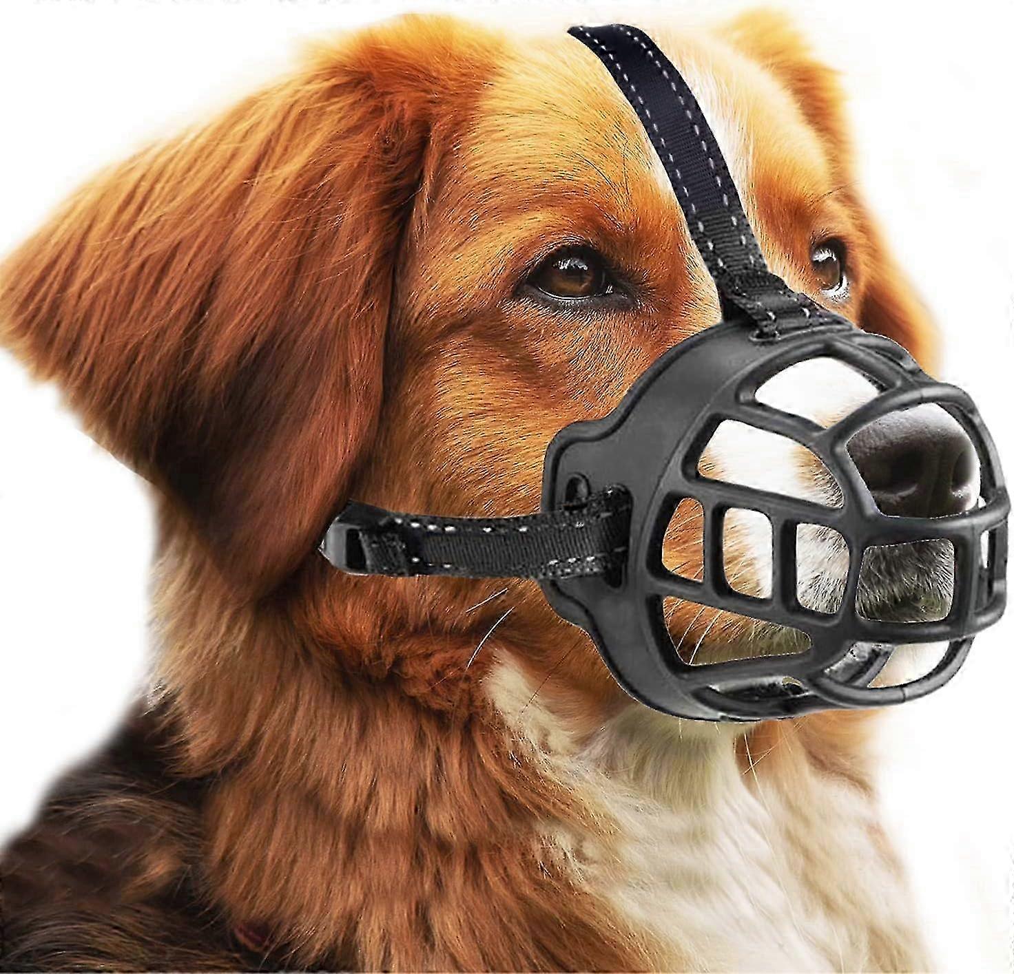 Dog muzzle basket adjustable straps small medium large size 1 black