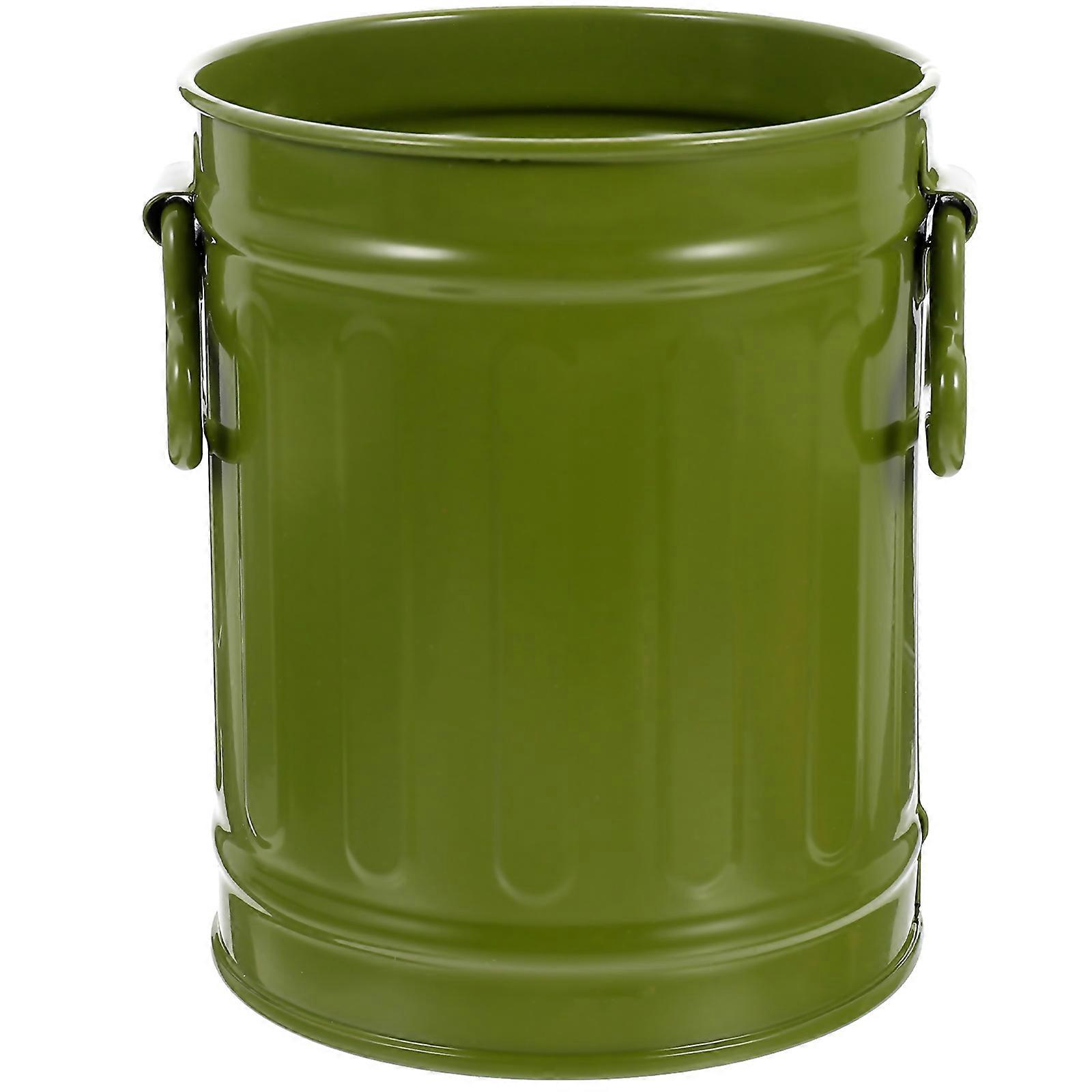 Trash Container Waste Collection Storage Green Iron 1Set