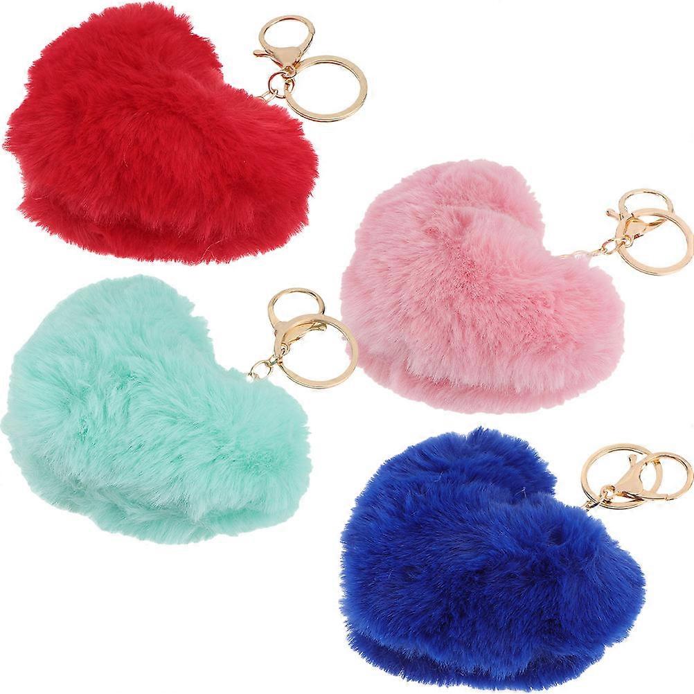 Love Heart Keychain Heart Shaped Keyring Daily Use Red 4Pcs