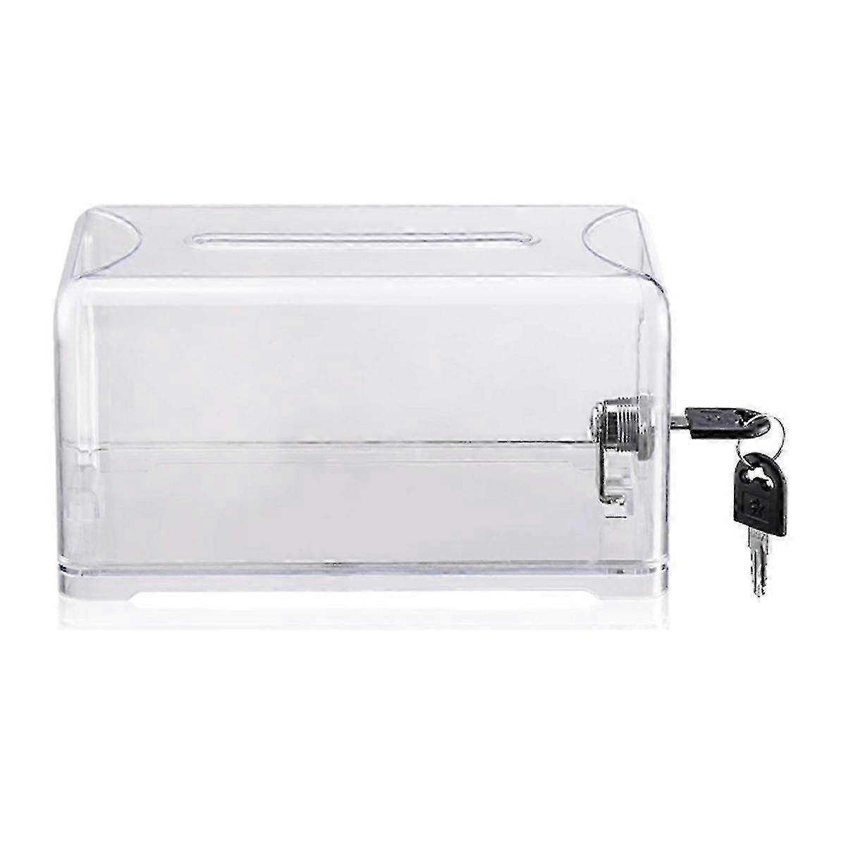 Donation Suggestion Box with Lock for Fundraising and Tips, Transparent Ballot Box