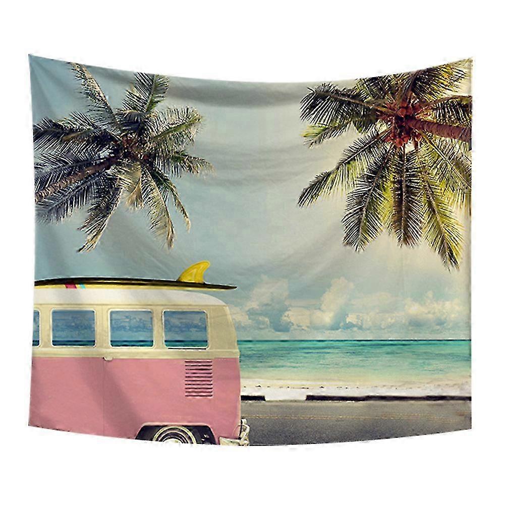 Beach-Themed Car and Sea Wall Hanging Art Tapestry for Home Bedroom D��cor