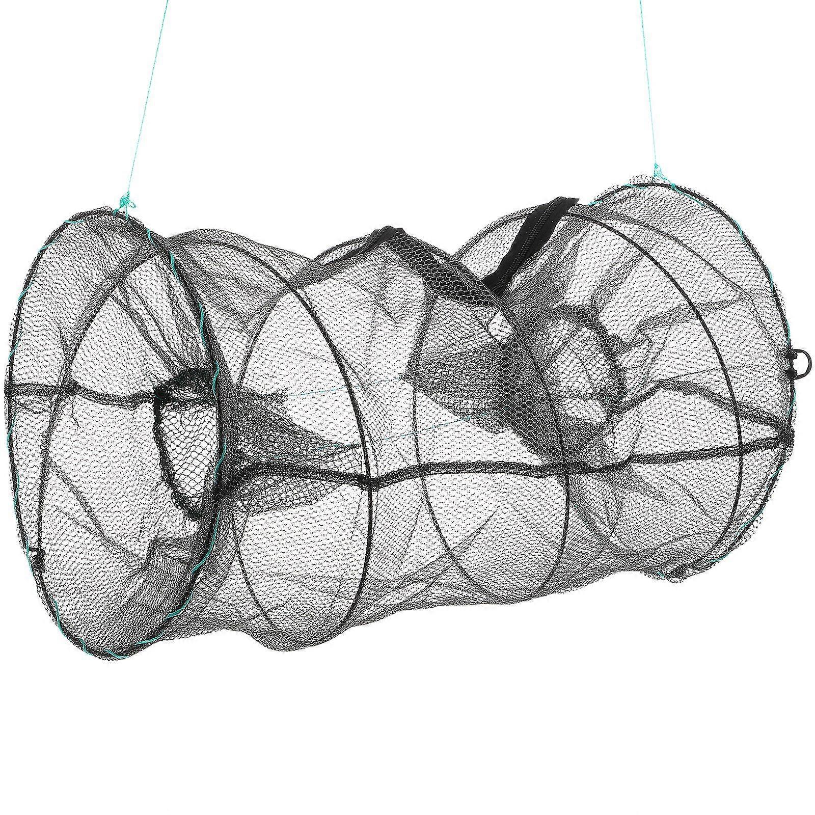 1PC Foldable Bait Cast Mesh Trap Net Portable Fishing Landing Net Shrimp Cage for Fish Lobster Prawn Crayfish Crab (Ultra Dense Mesh, Big Size)