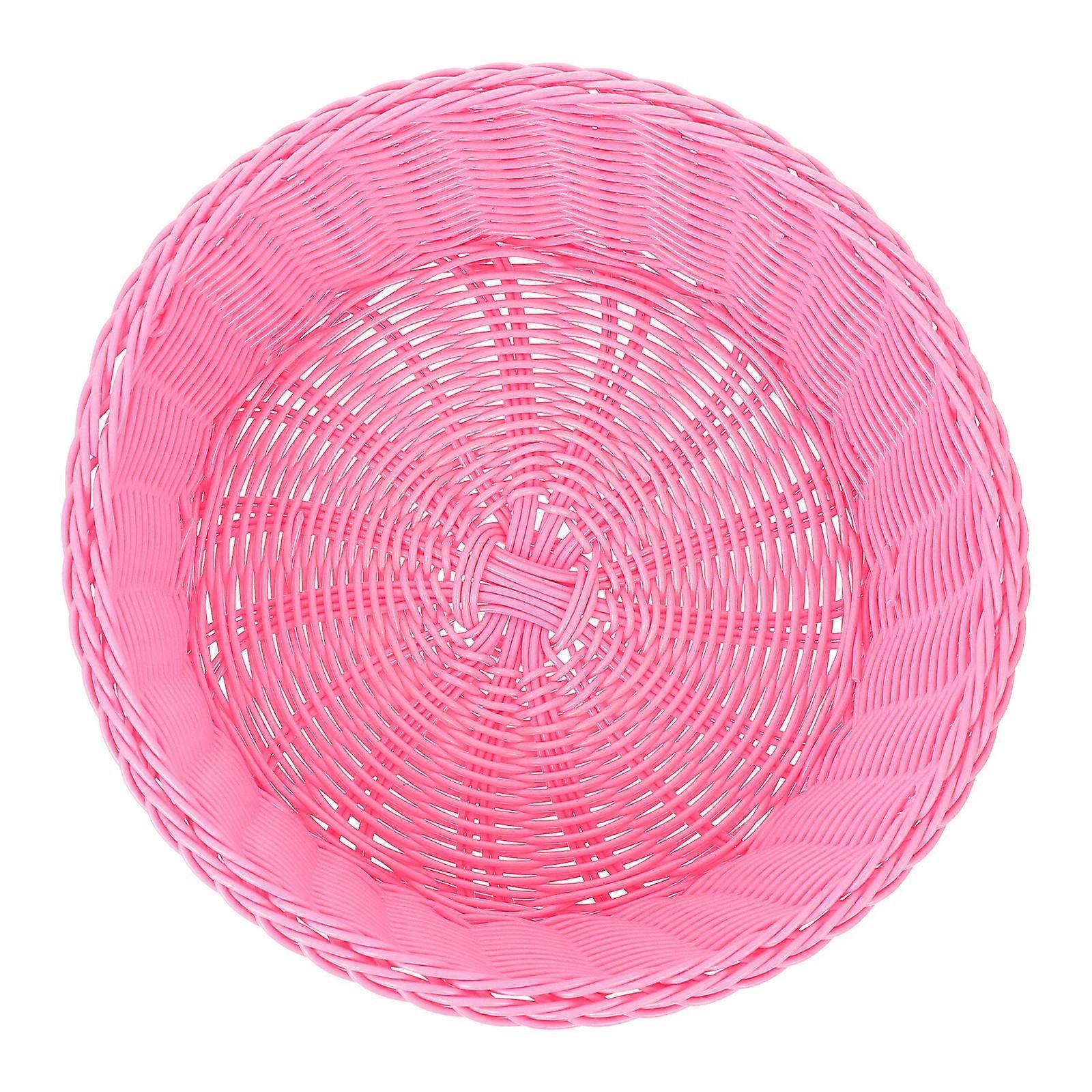 1pcs Woven Fruit Basket Rattan Round Bread Basket Small Wicker Bowl Food Storage Container Food Serving Tray Kitchen Organizer