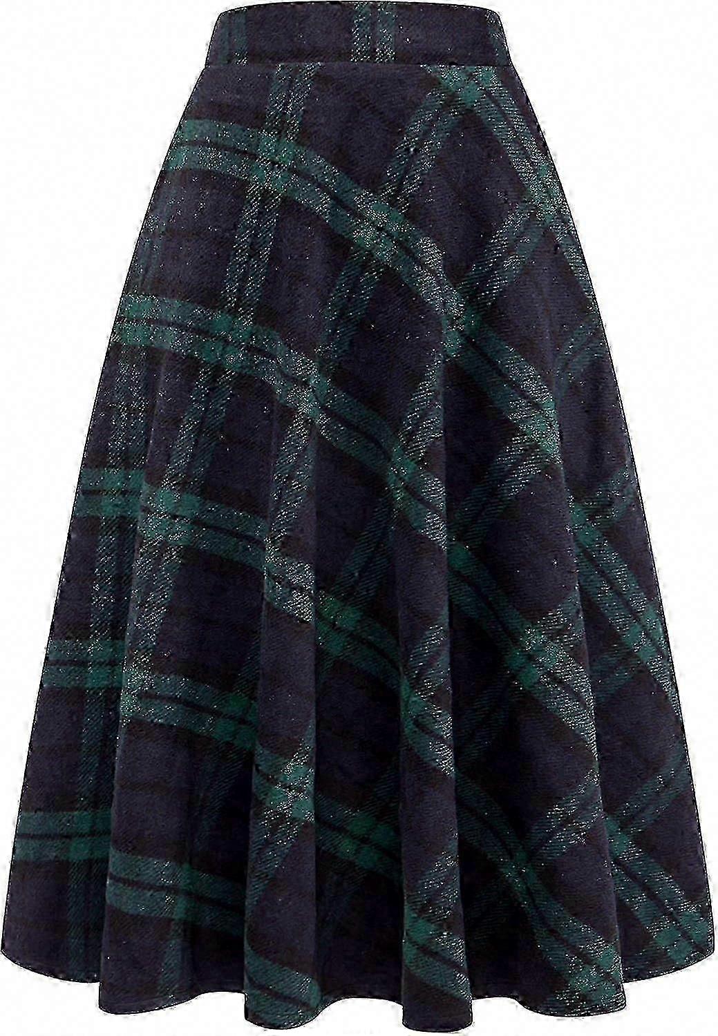 Elegant and Retro Women's High-Waisted Warm Wool Long Skirt with Elastic Waist A-Line Casual Winter Dress