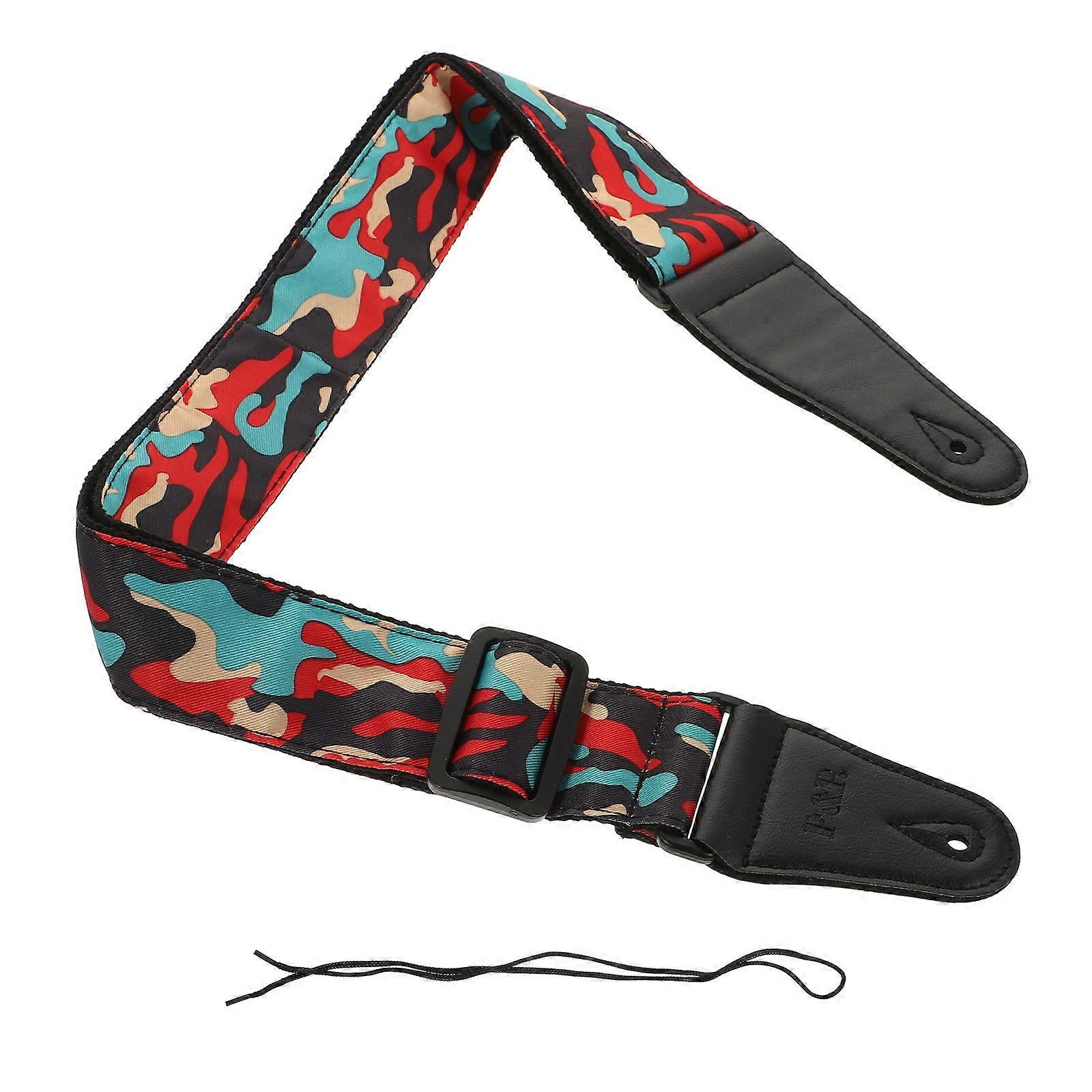 Camouflage Cotton Guitar Strap Breathable Sweat-Absorbing Rectangular Shape 1Pack