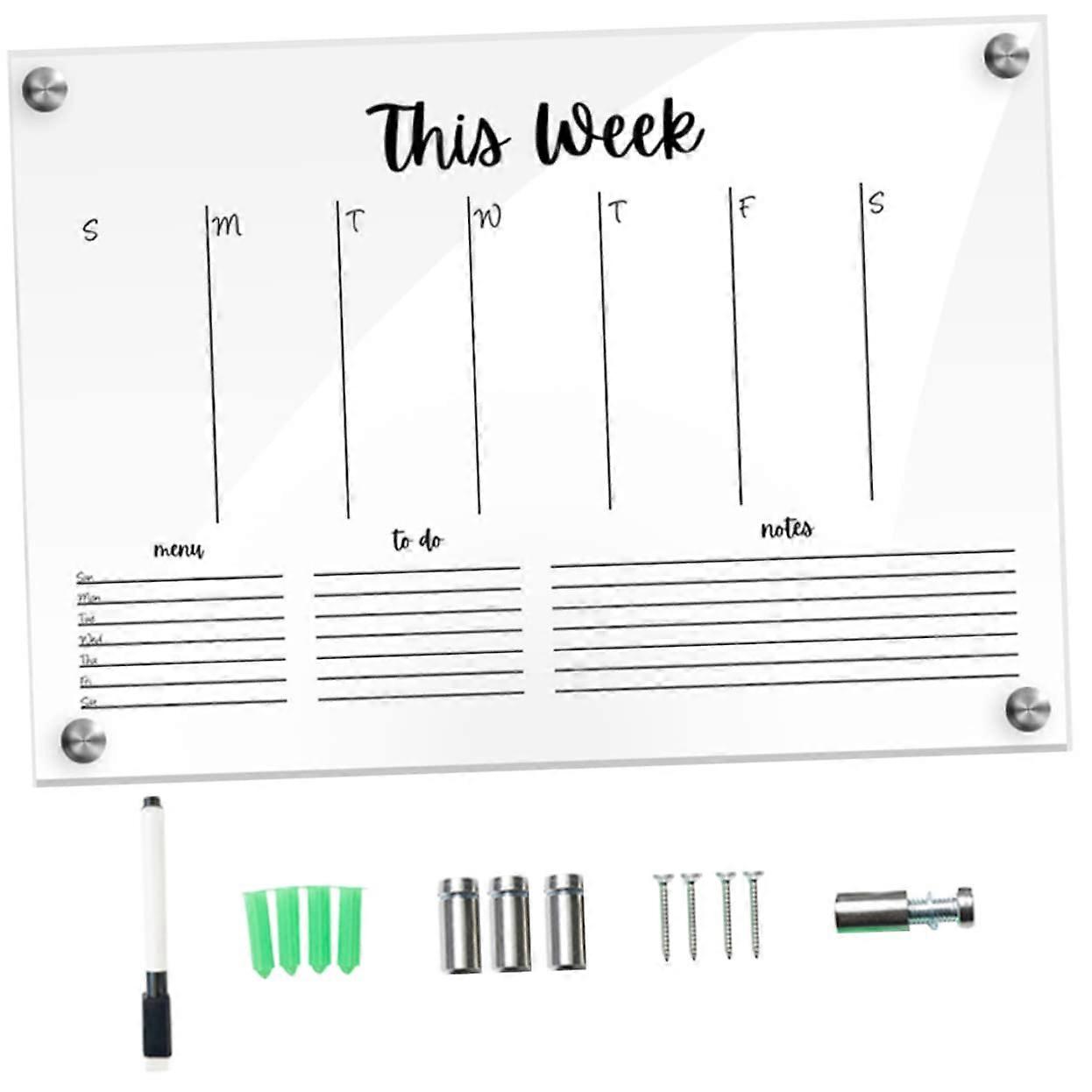 Acrylic Wall Calendar Wipeable Memo Board with Push Pins and Marker
