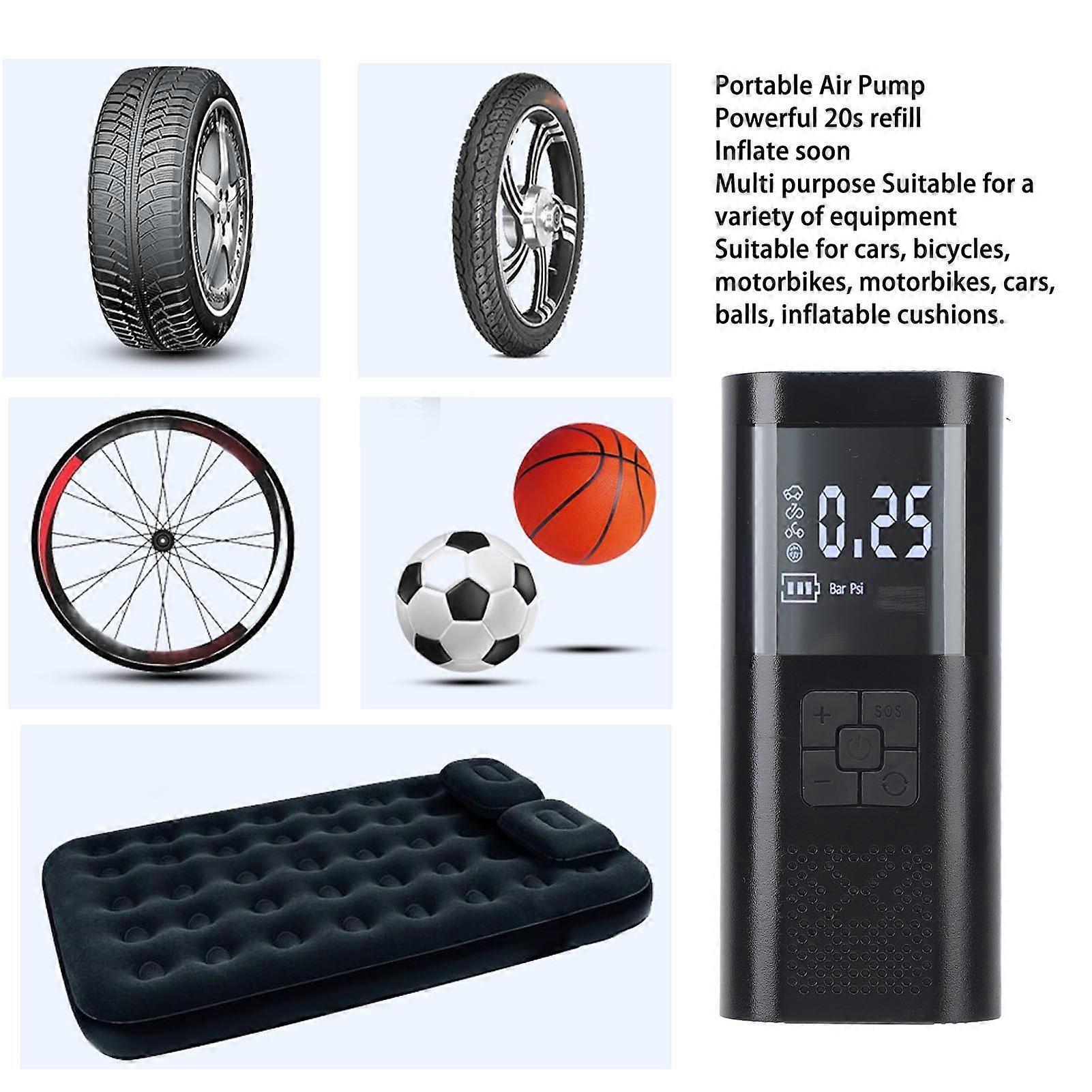 DC 12V Tire Inflator Portable Cordless Air Compressor with Lighting for Car Bicycle Motorcycle 4000mah