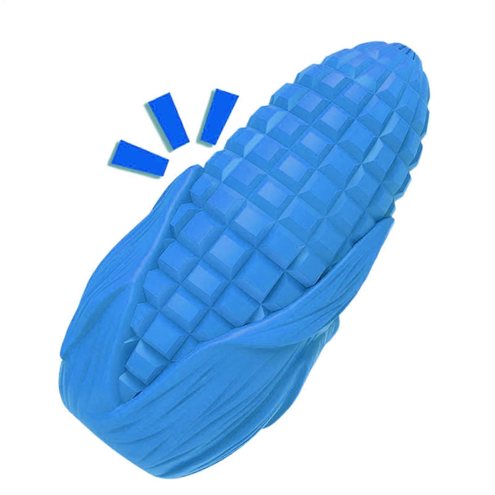 Squeaky Corn Design Dog Toy, Interactive Teething Toy for Puppy, Rubber Corn Chew Toys (Blue, Yellow)