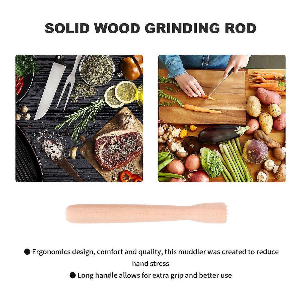 Puristustangot Kiinteä jäätelön murskauskeppi ruoan jauhamiseen puinen