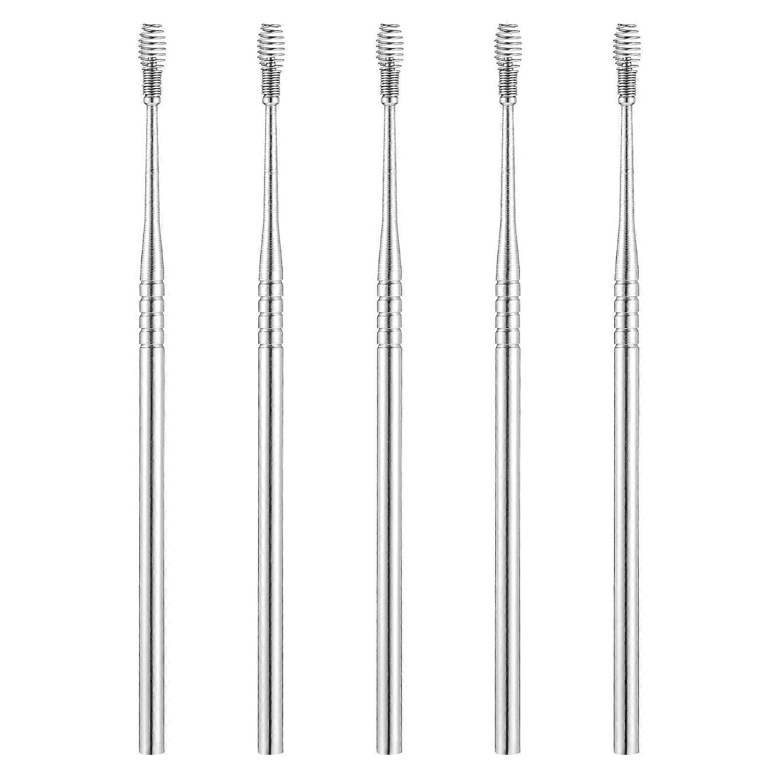 Stainless Steel Ear Cleaning Pick with Spring Design for Safe and Effective Ear Cleaning Use Silver 5pcs