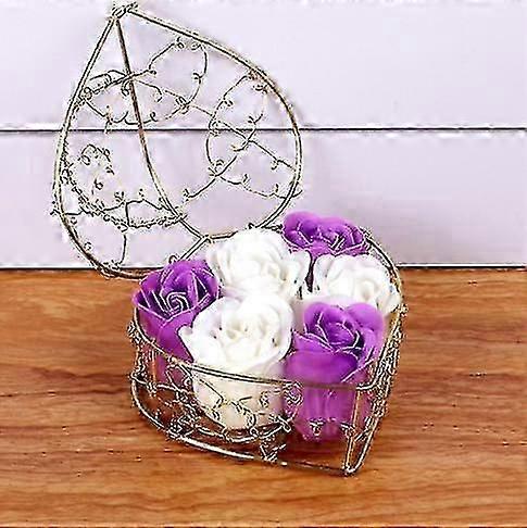 Coș de fier în formă de inimă Cutie cadou goală de Valentines Coș de săpun artificial Cutie cadou de trandafiri pentru nunta de Ziua Îndrăgostiților, Ziua Mamei, Ziua Zilei De Naștere