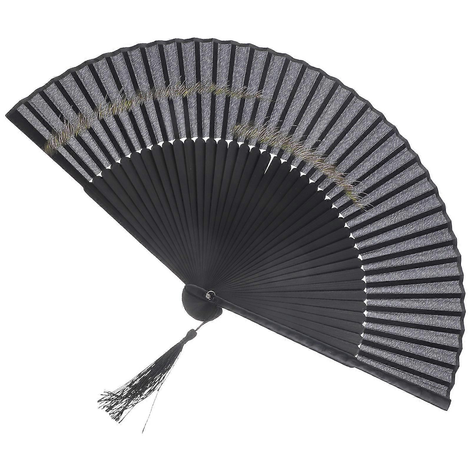 Retro Style Ancient Dance Fan for Decor with Tassel Foldable Design
