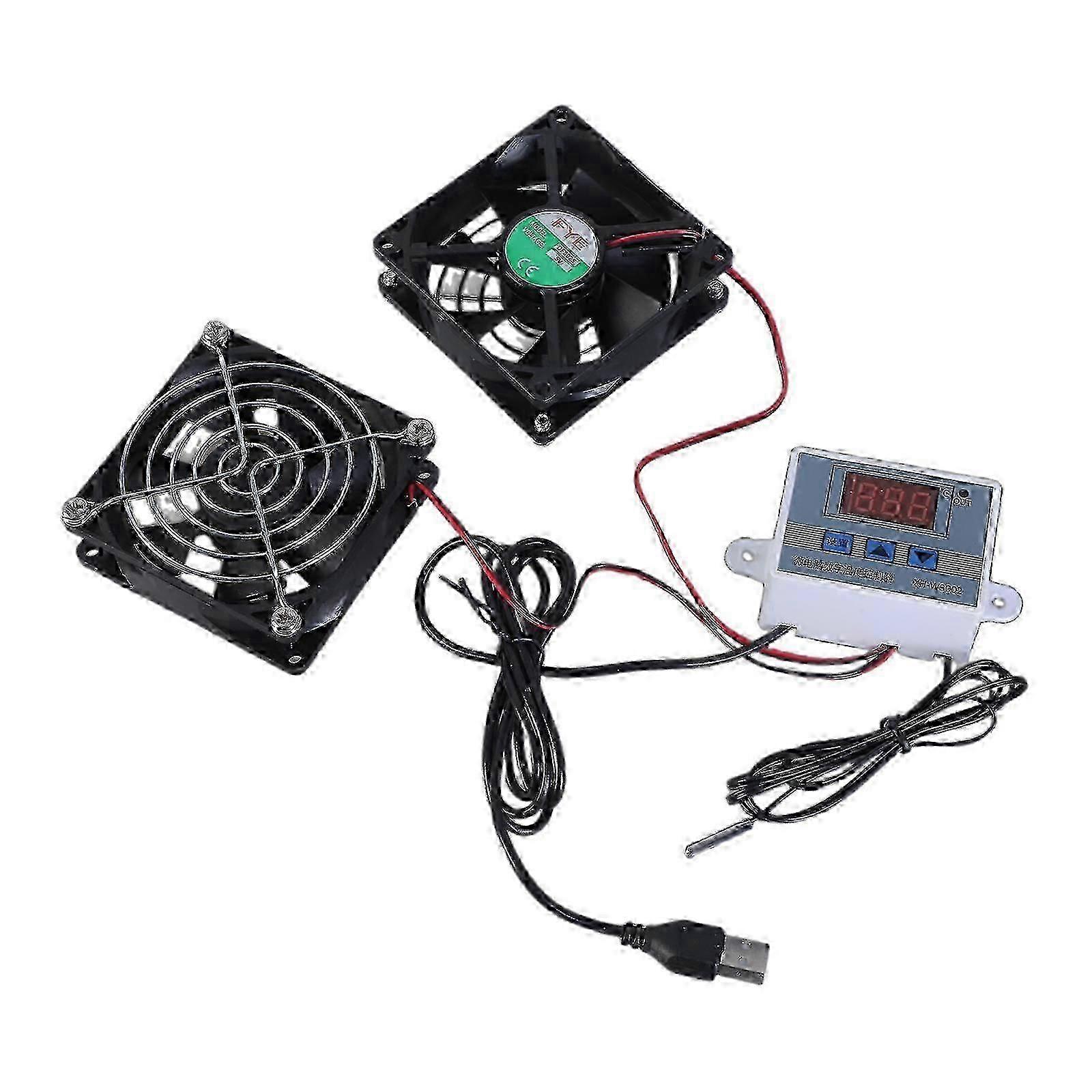 ​USB Quiet Cabinet Cooling Fan With Thermostat Control 0-40°C 5V/1A Input Low Noise​