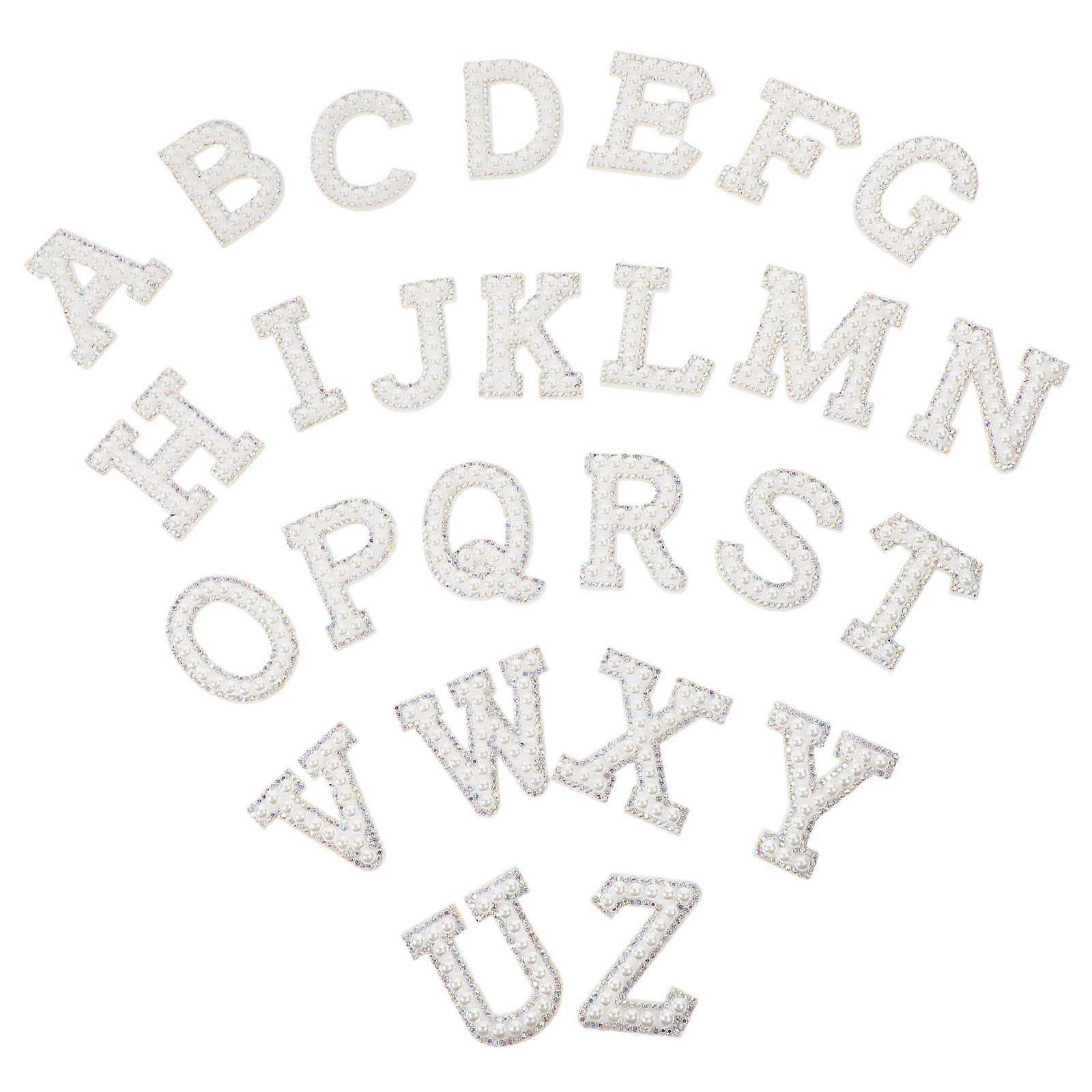 1 Set English Alphabet DIY Iron On Patches for Clothes Bags Crafts Durable Heat Transfer Cloth Patches for Covering Stains and Customizing Apparel